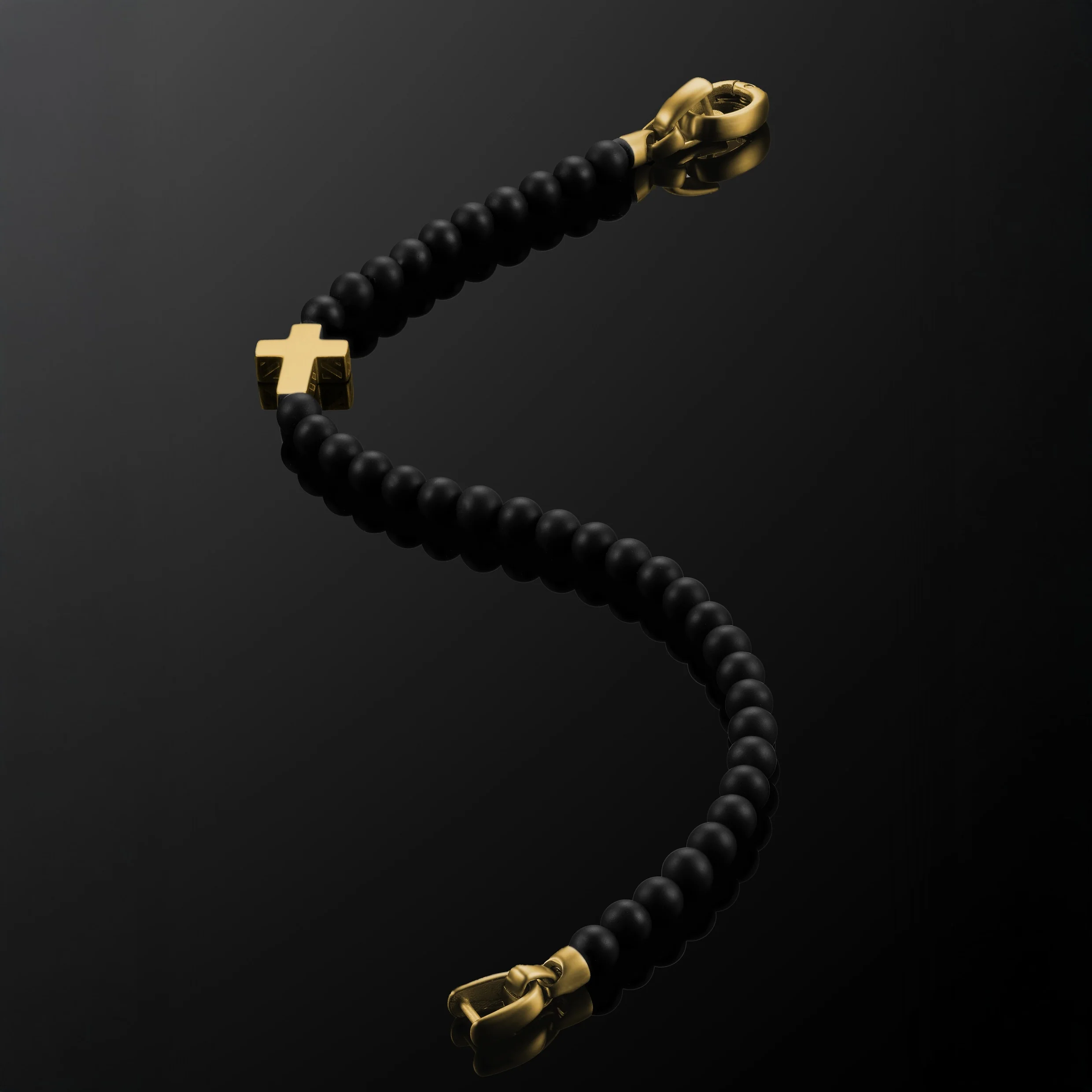 Spiritual Bead Cross Bracelet, 4MM - 14K Gold - Image 2