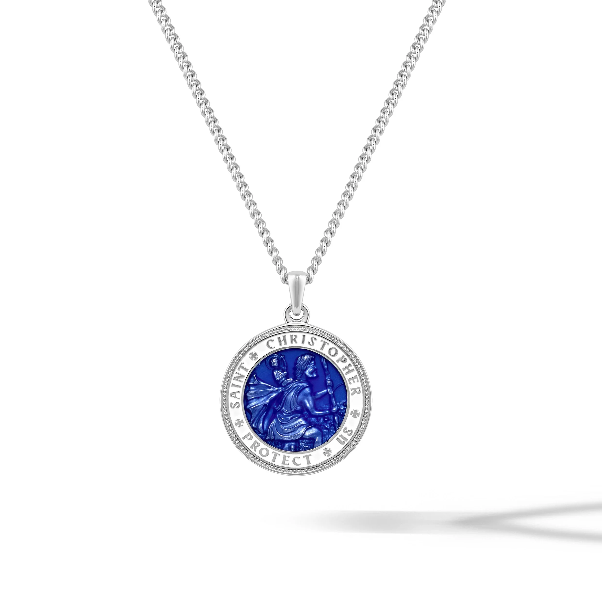 St. Christopher Pendant - Sapphire Blue