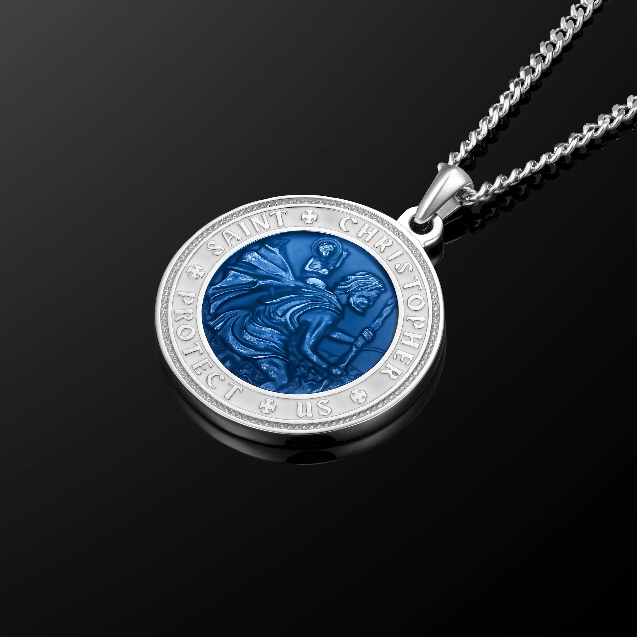 St. Christopher Pendant - Sapphire Blue - Image 2