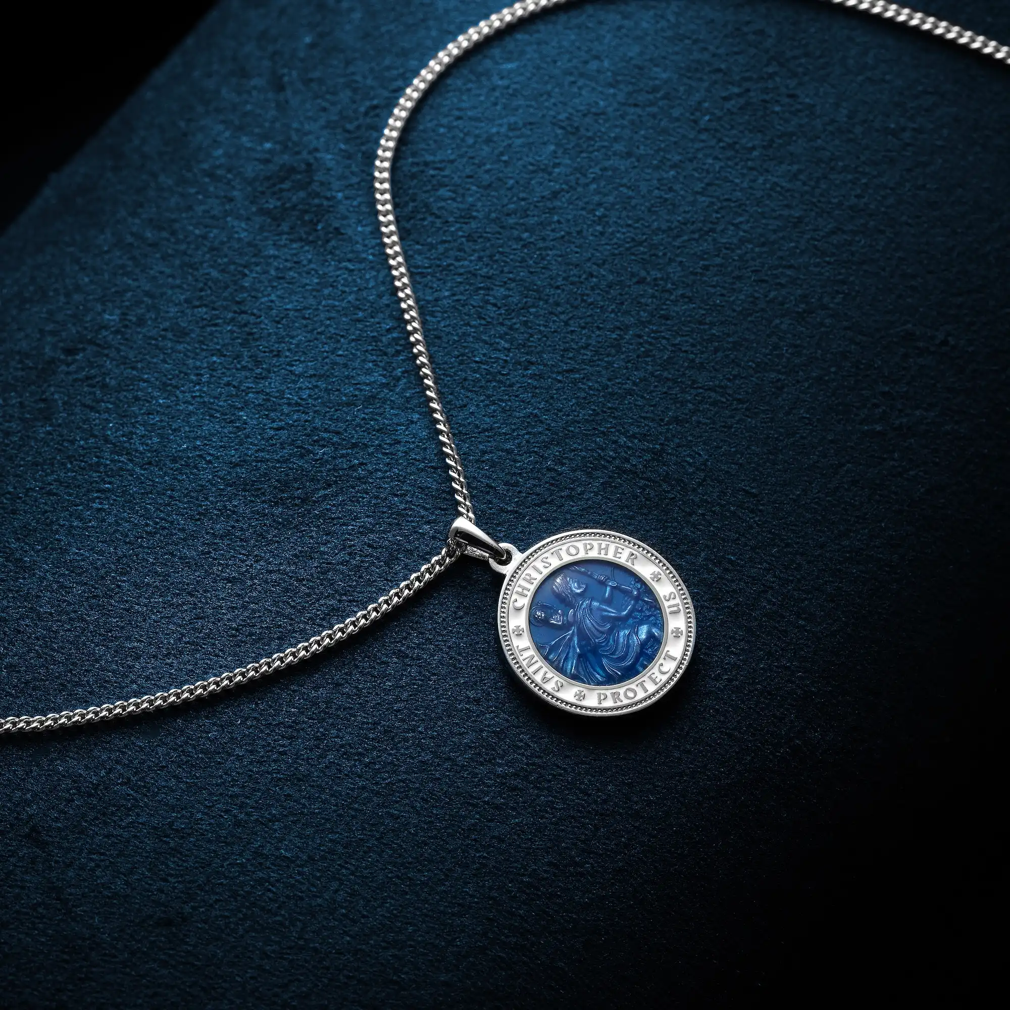 St. Christopher Pendant - Sapphire Blue - Image 3