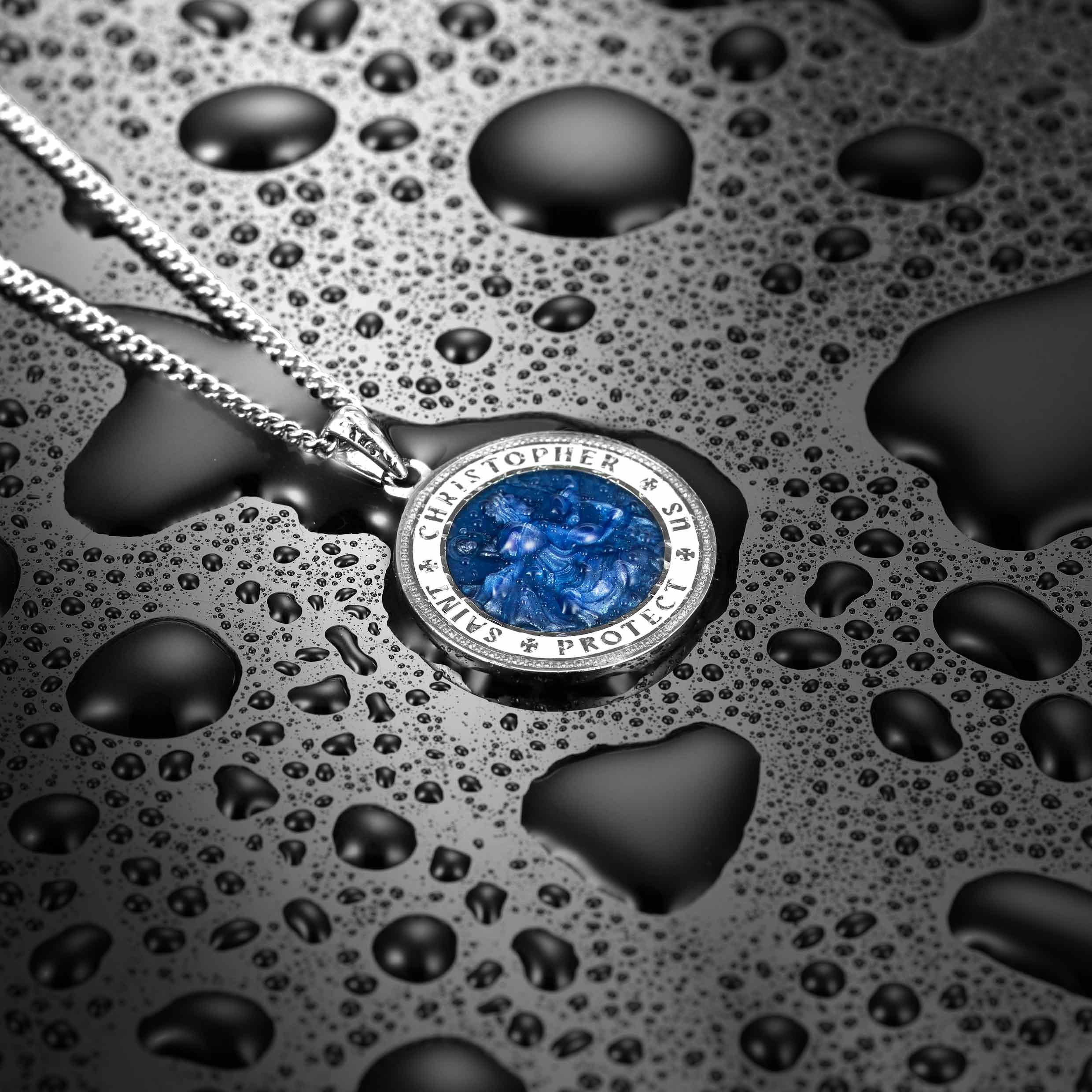 St. Christopher Pendant - Sapphire Blue - Image 5