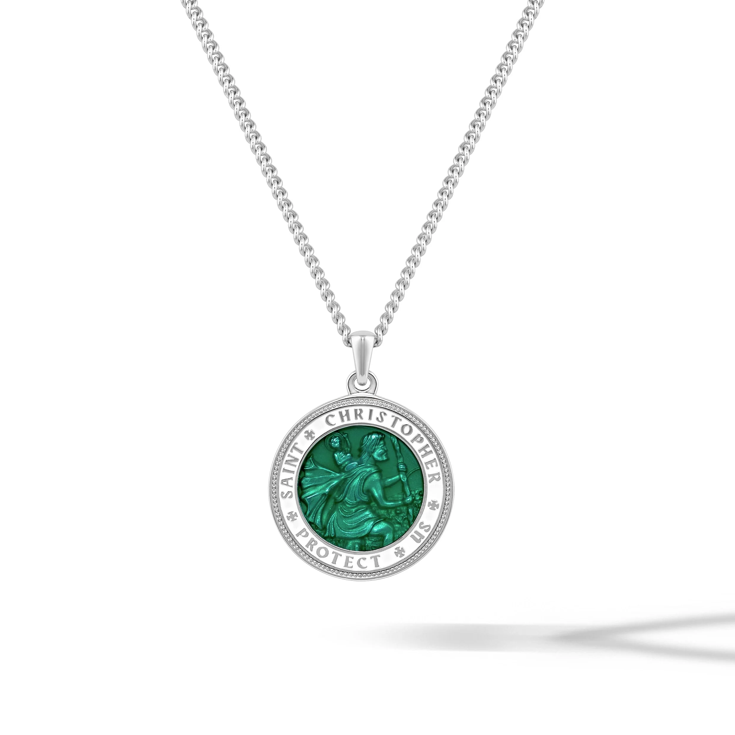 St. Christopher Pendant - Emerald Green