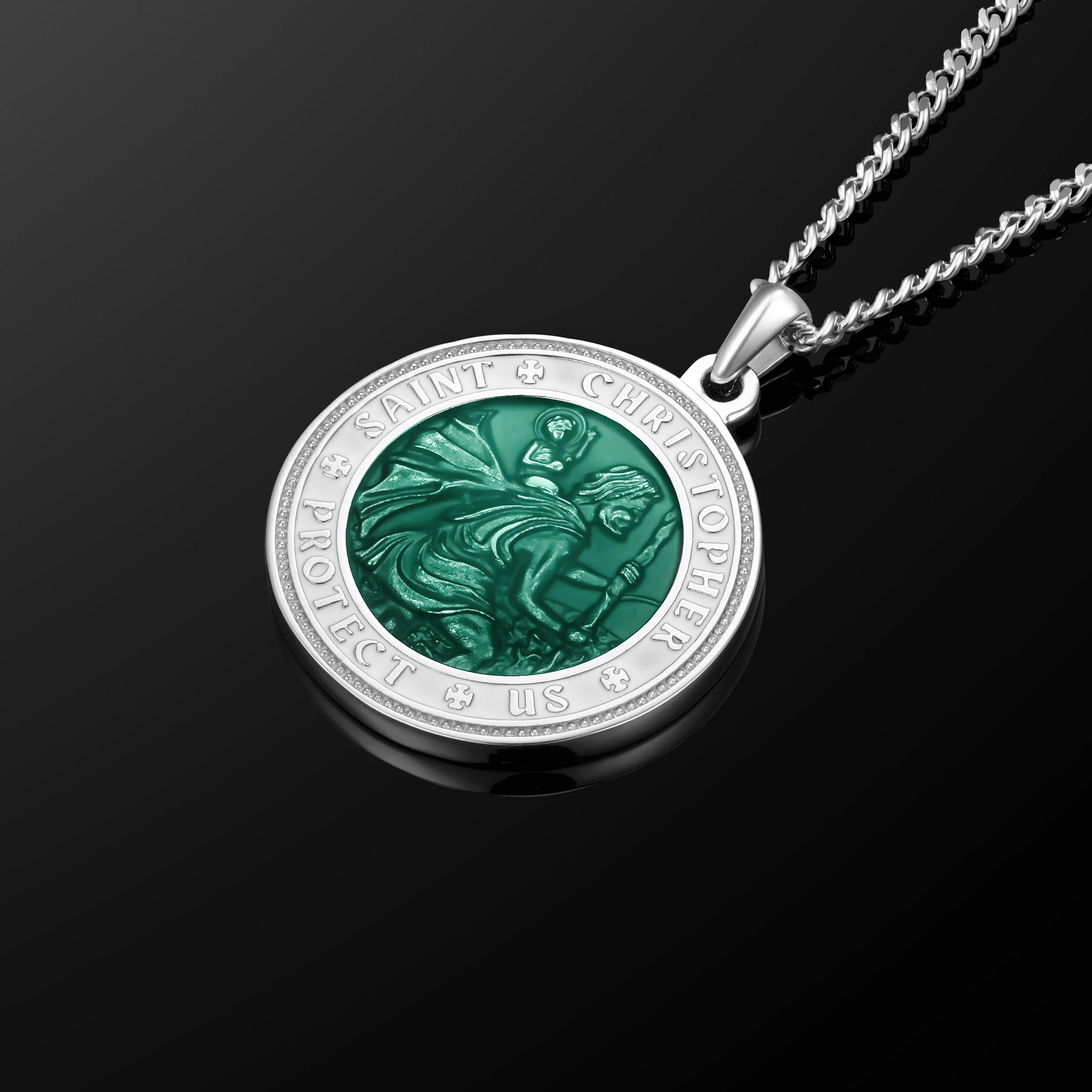 St. Christopher Pendant - Emerald Green - Image 2