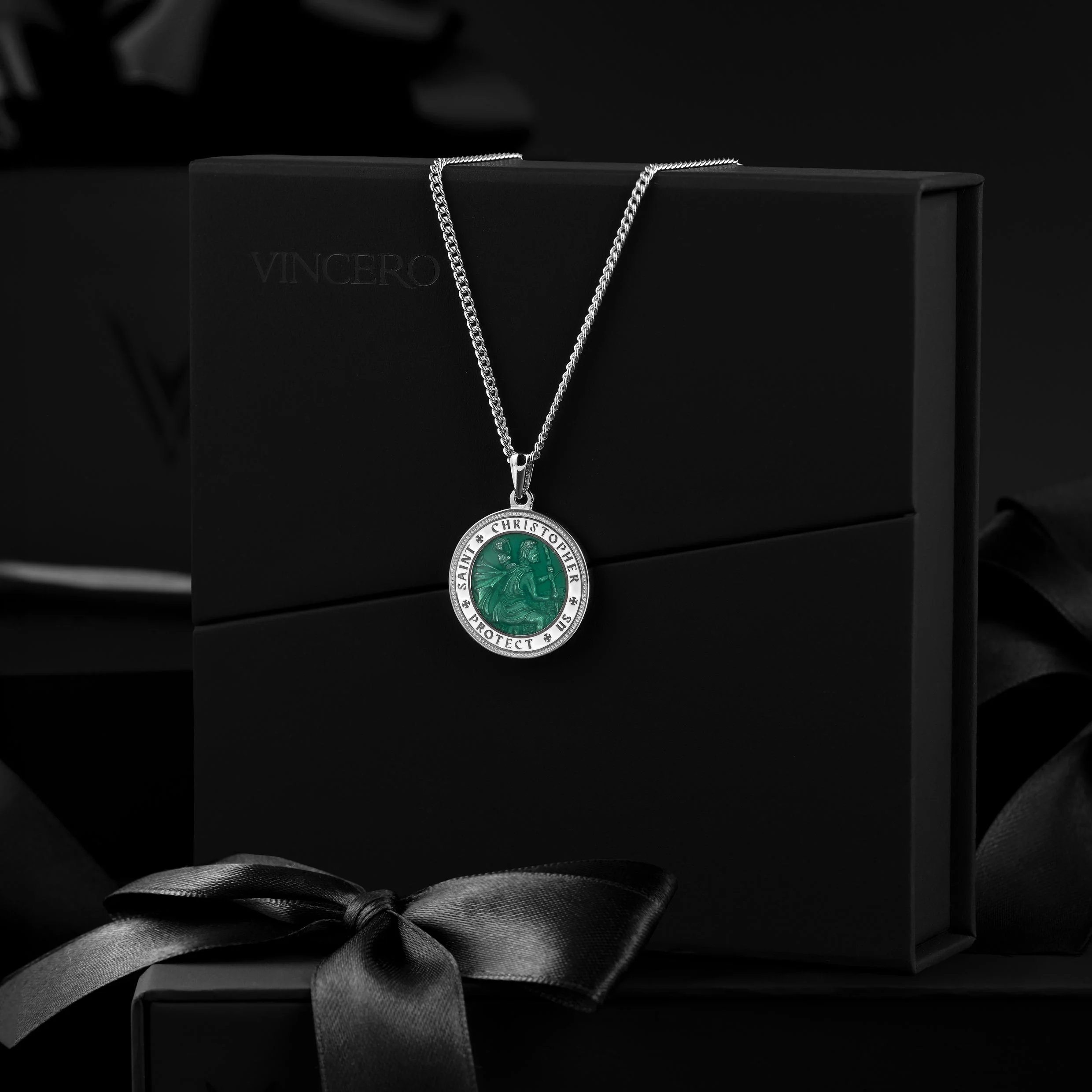 St. Christopher Pendant - Emerald Green - Image 3