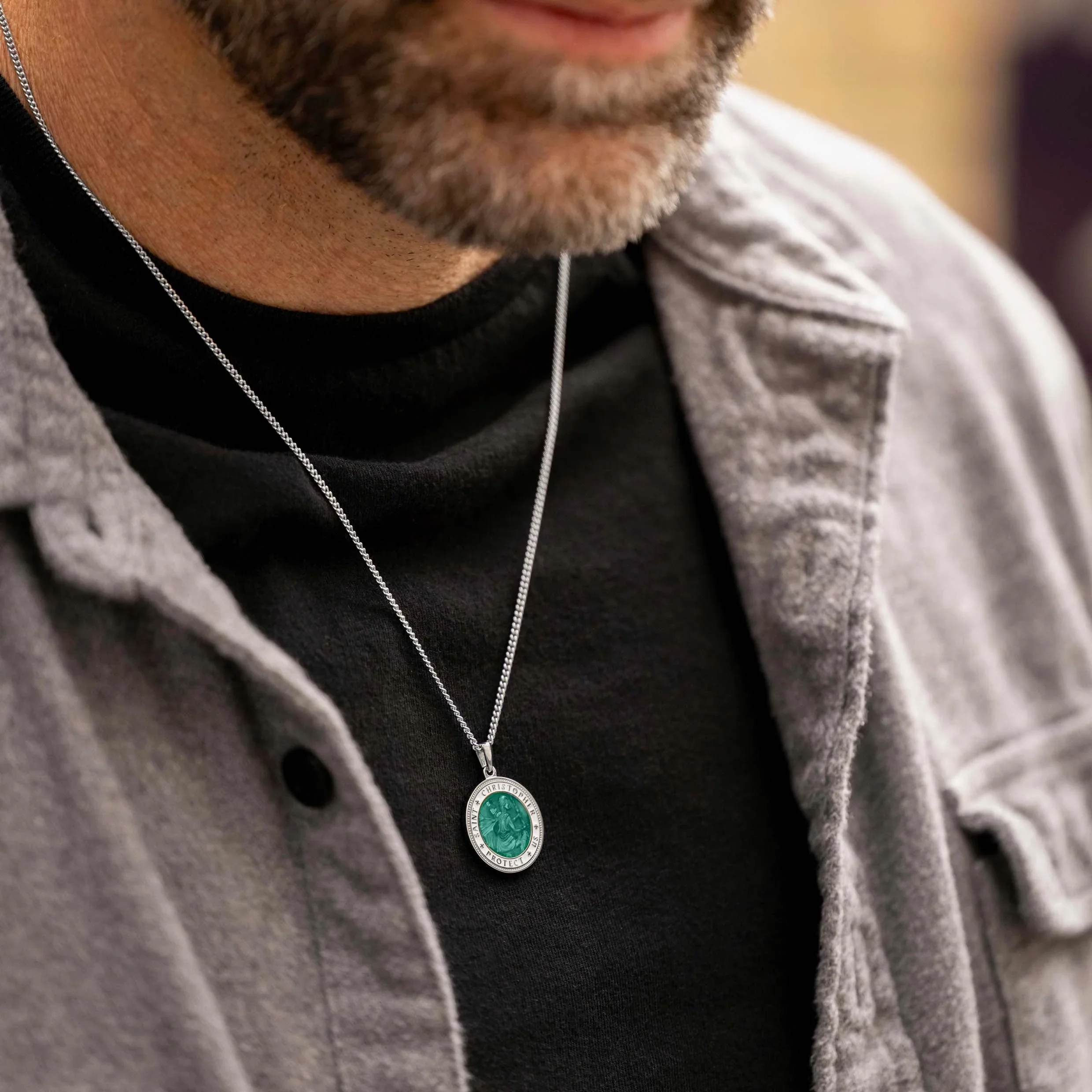 St. Christopher Pendant - Emerald Green - Image 4