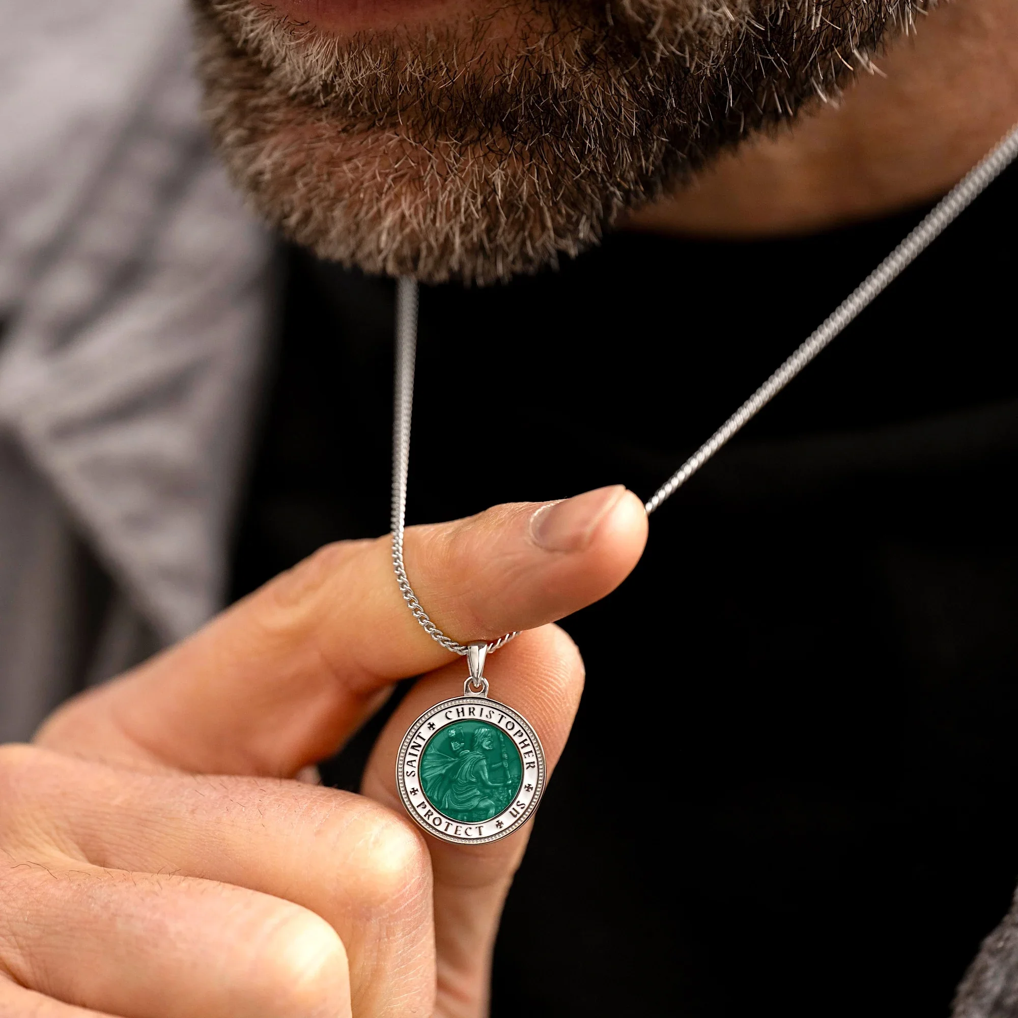 St. Christopher Pendant - Emerald Green - Image 5