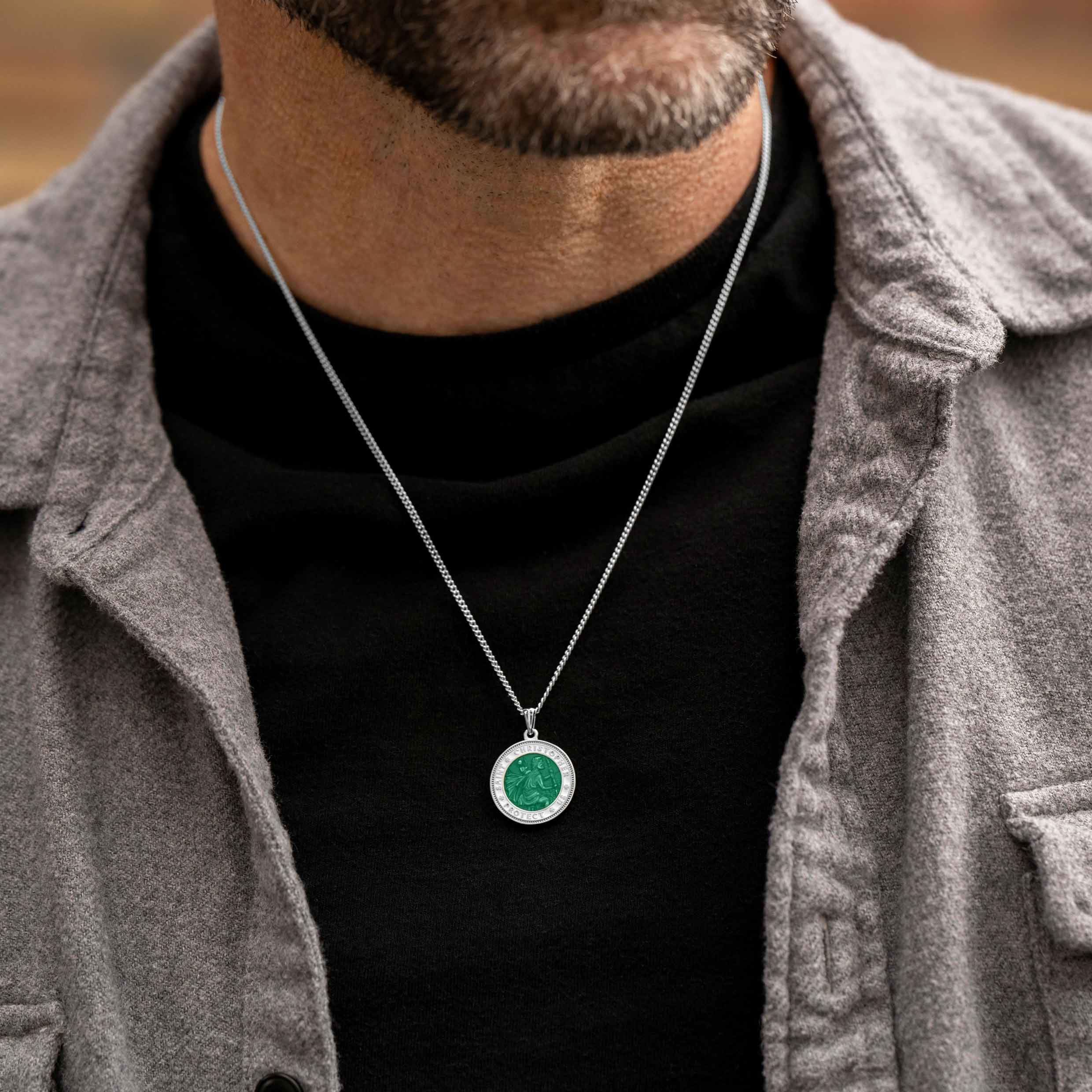 St. Christopher Pendant - Emerald Green - Image 6