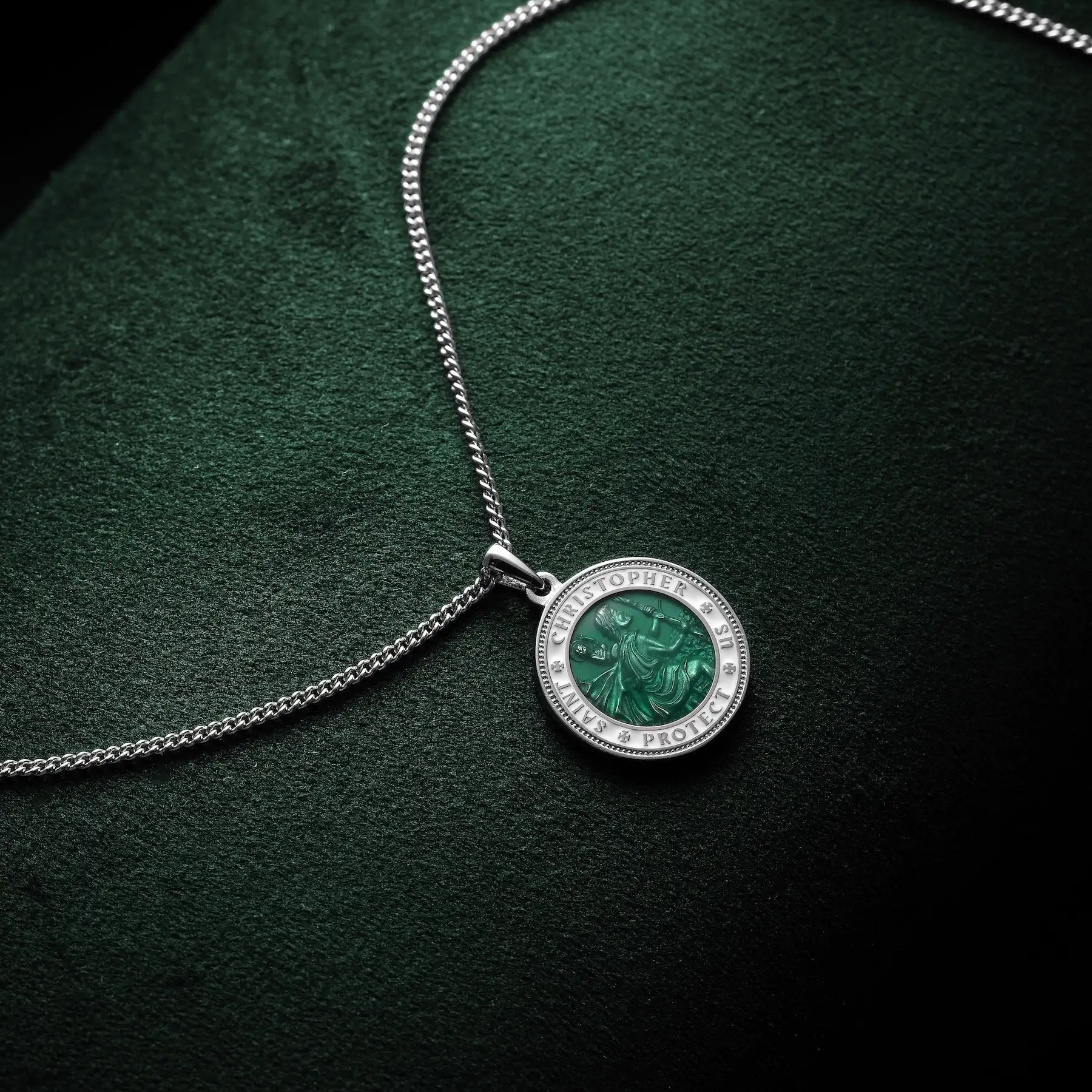 St. Christopher Pendant - Emerald Green - Image 8