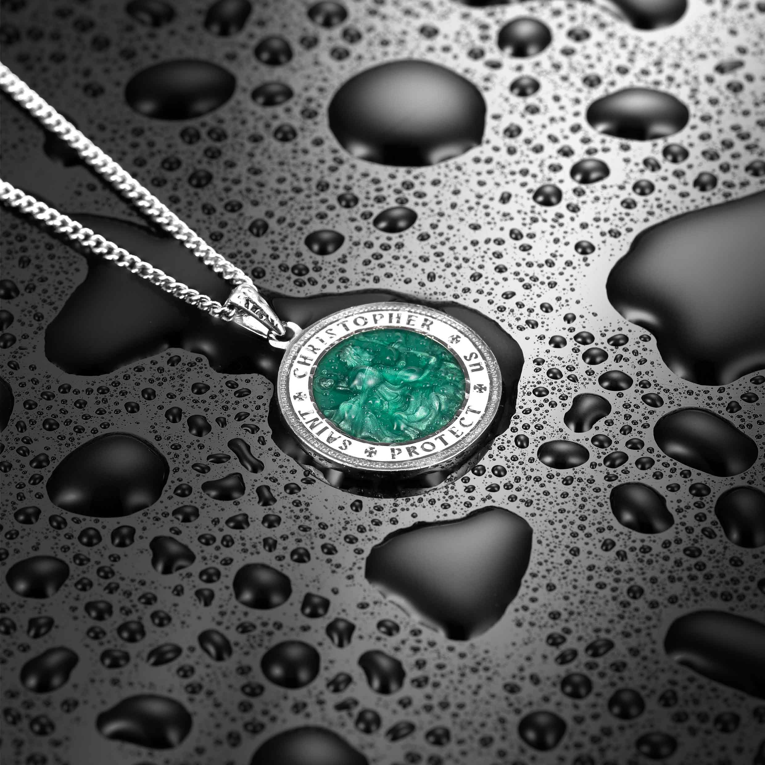 St. Christopher Pendant - Emerald Green - Image 9