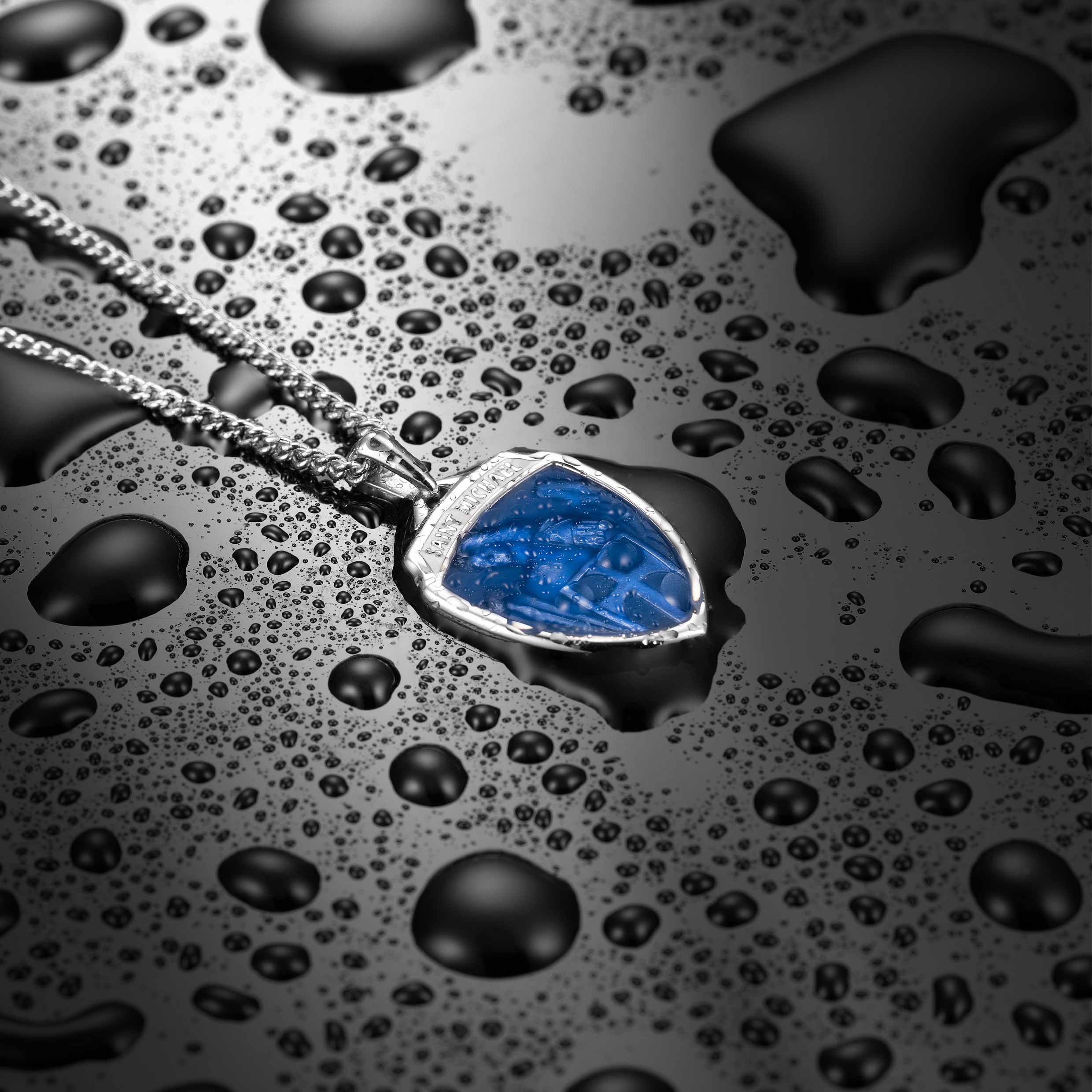 St. Michael Amulet - Sapphire Blue - Image 10