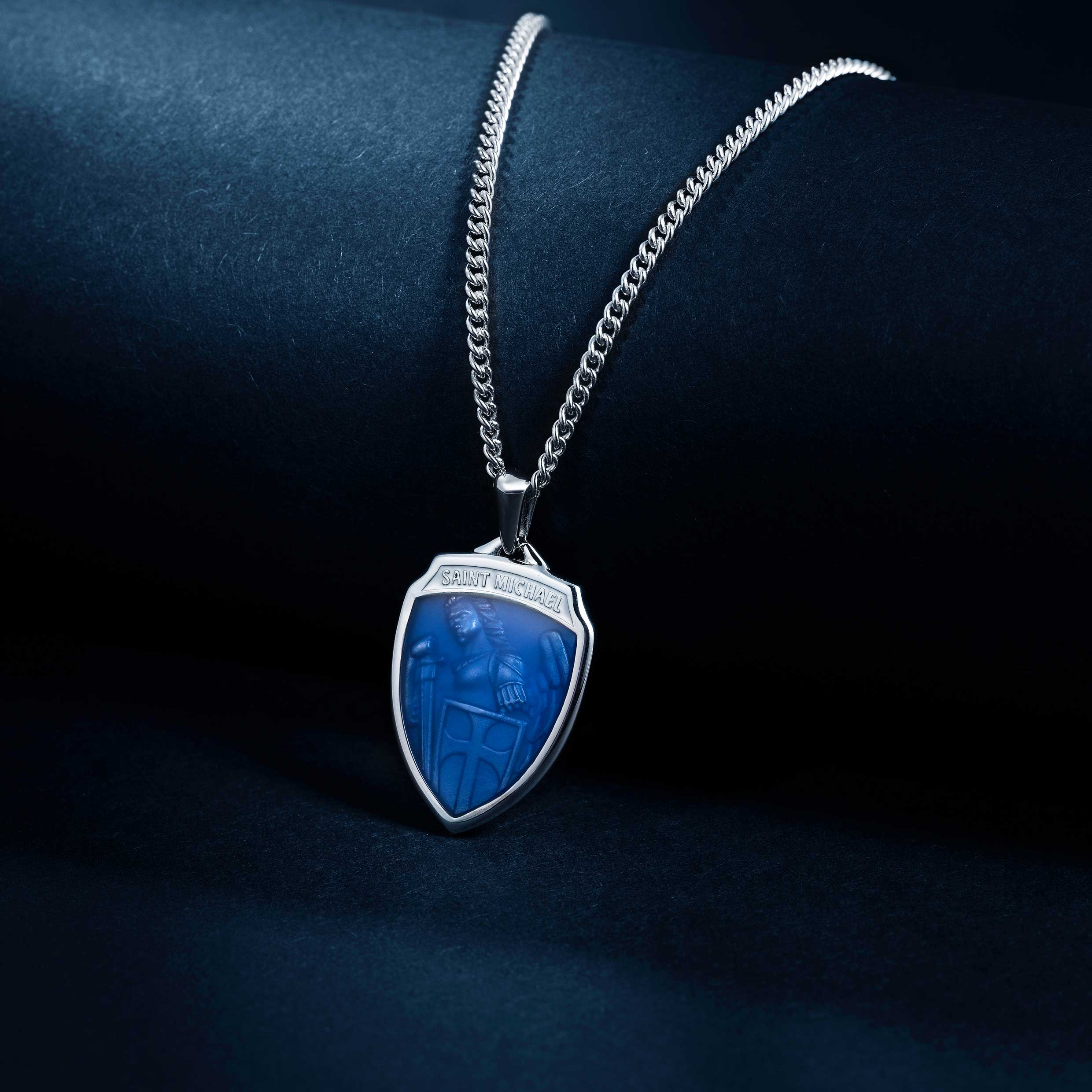 St. Michael Amulet - Sapphire Blue - Image 2