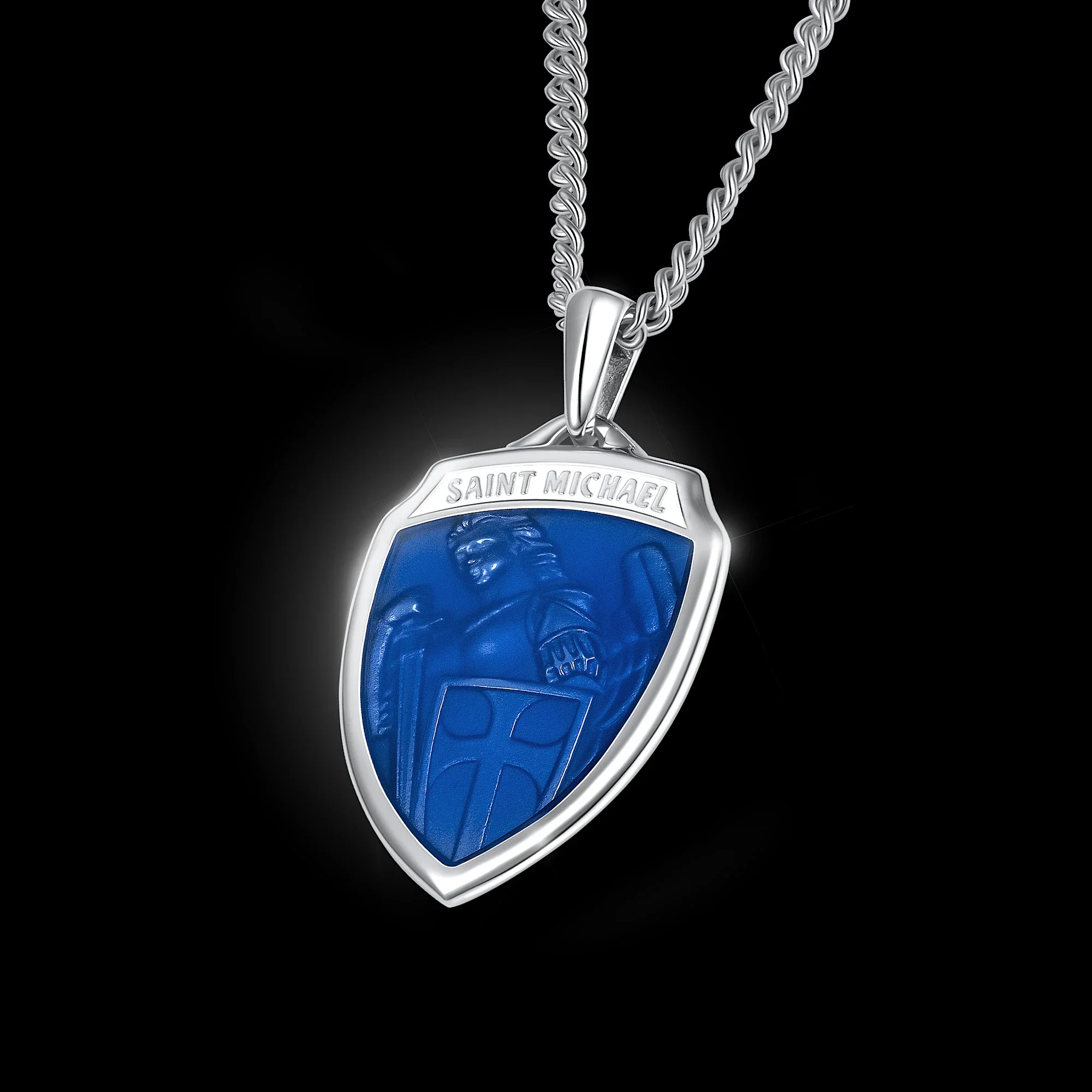 St. Michael Amulet - Sapphire Blue - Image 3