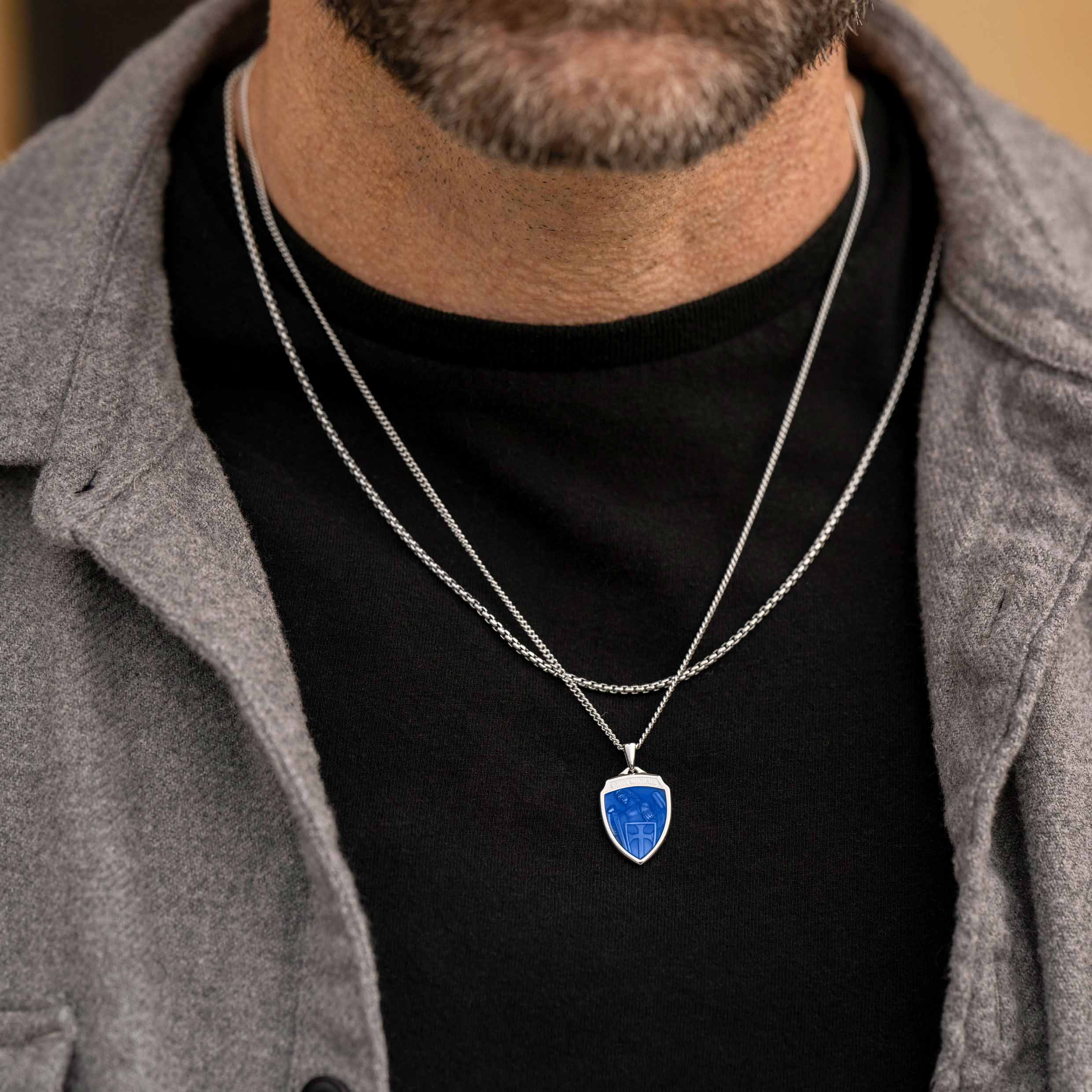 St. Michael Amulet - Sapphire Blue - Image 4
