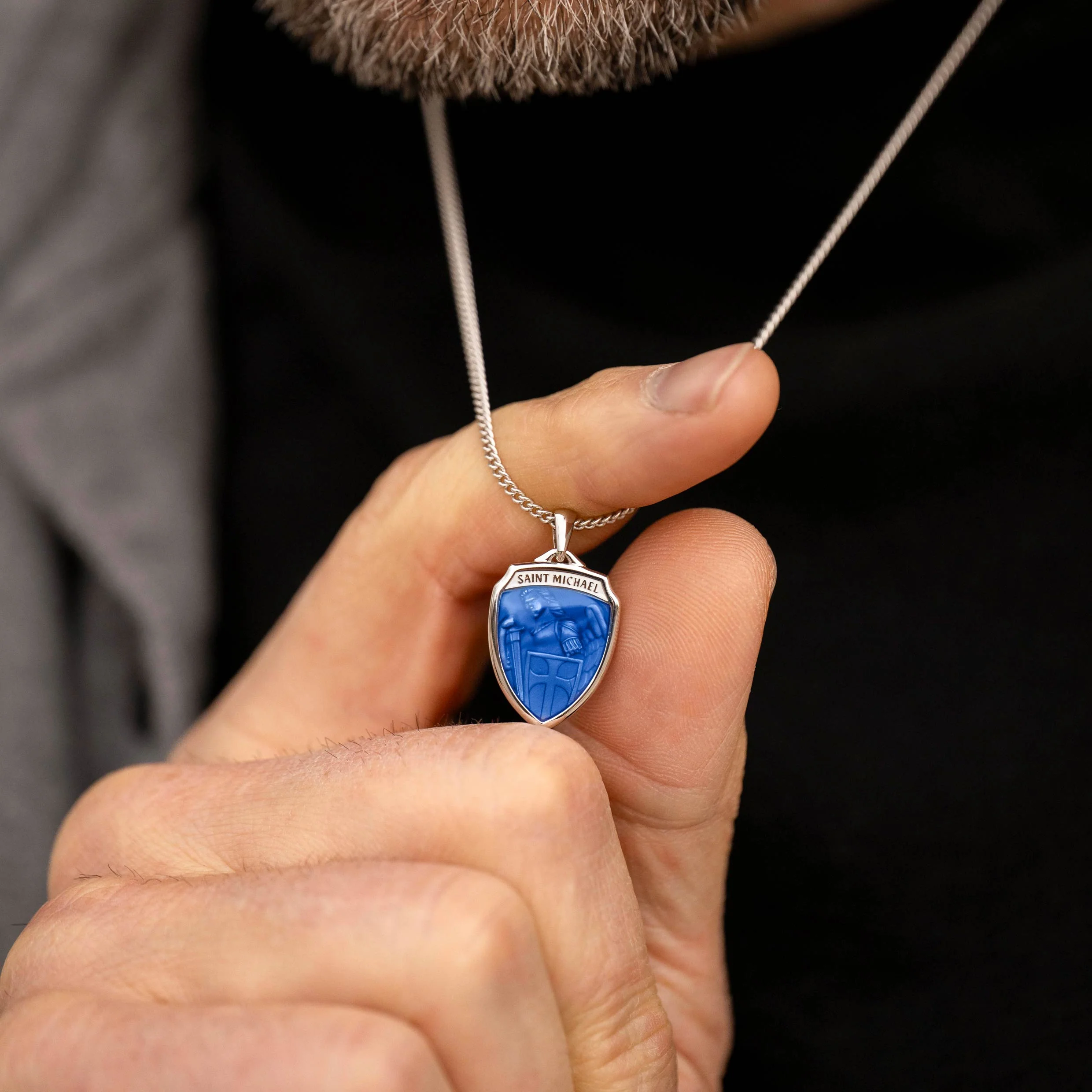 St. Michael Amulet - Sapphire Blue - Image 7