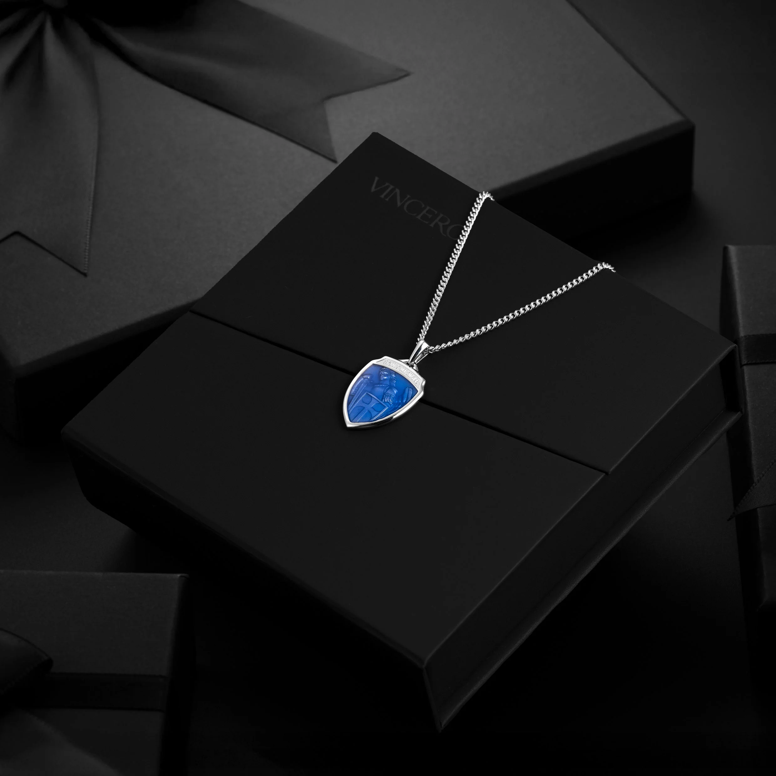 St. Michael Amulet - Sapphire Blue - Image 8