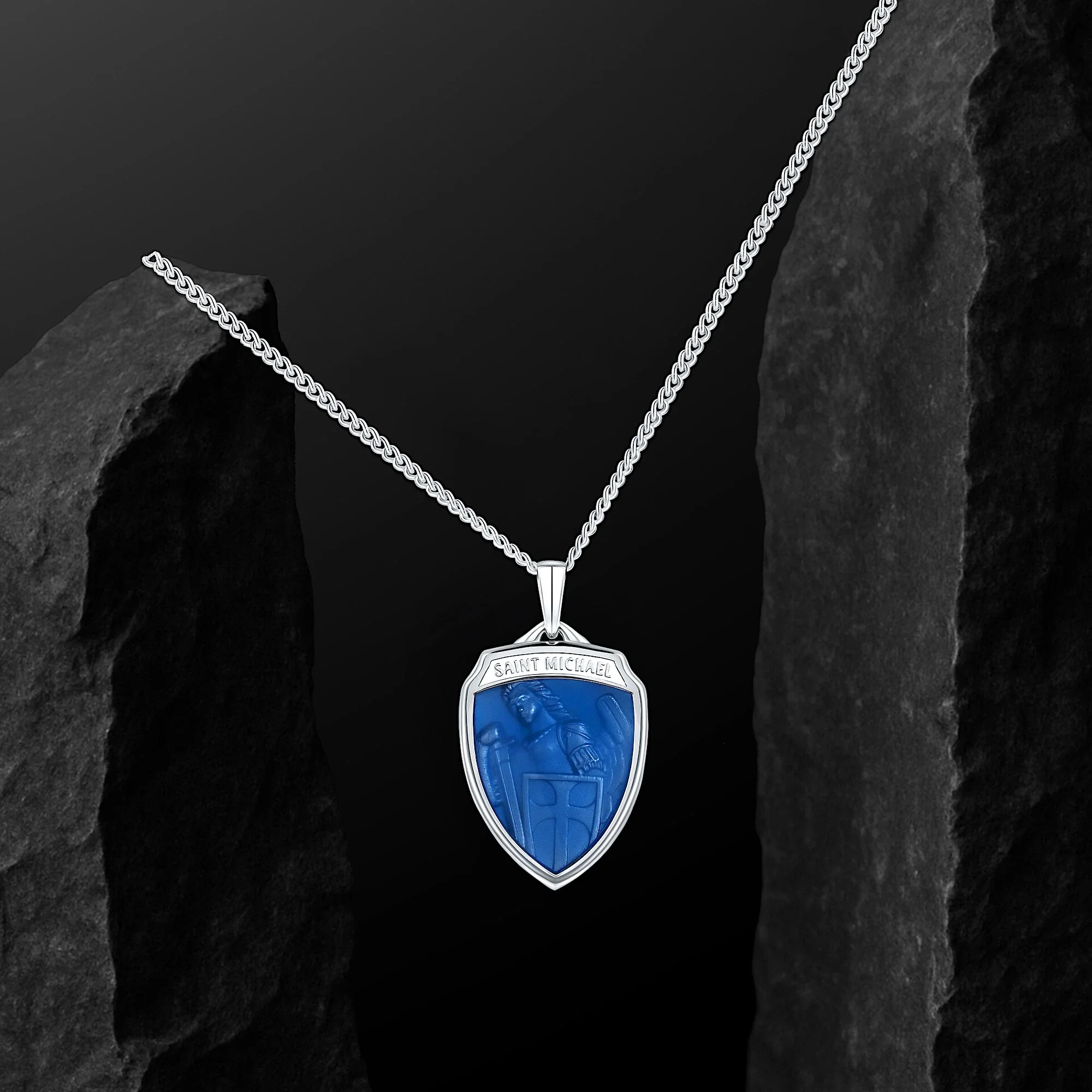 St. Michael Amulet - Sapphire Blue - Image 9