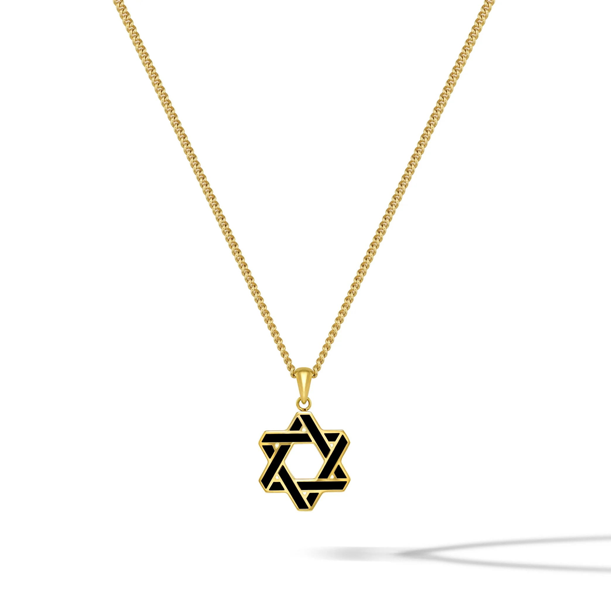Star Of David Pendant - 14K Gold Onyx - Image 12