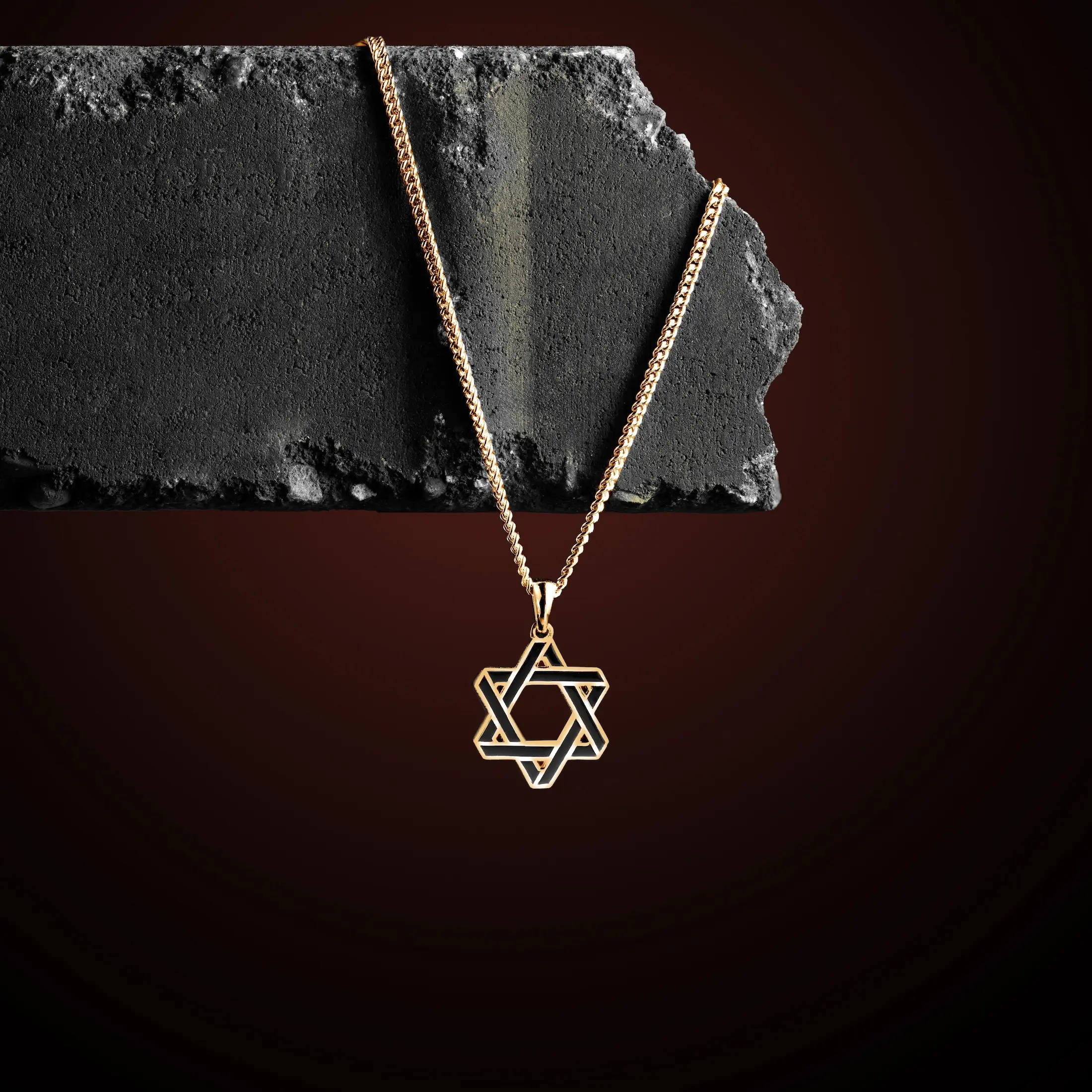 Star Of David Pendant - 14K Gold Onyx - Image 3