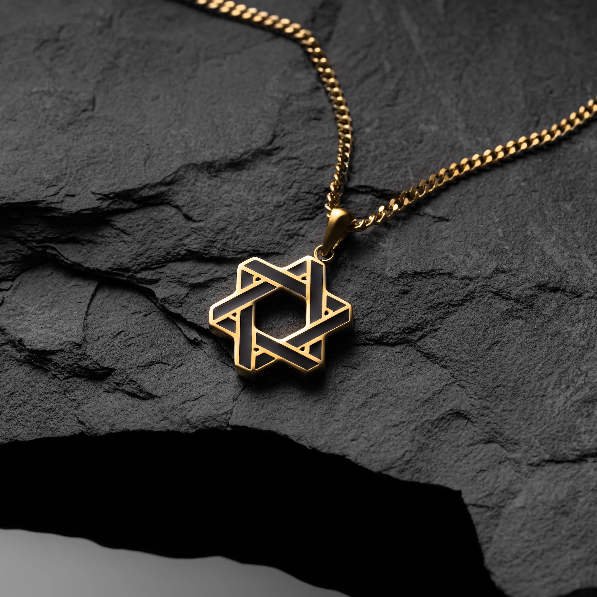 Star Of David Pendant - 14K Gold Onyx - Image 4