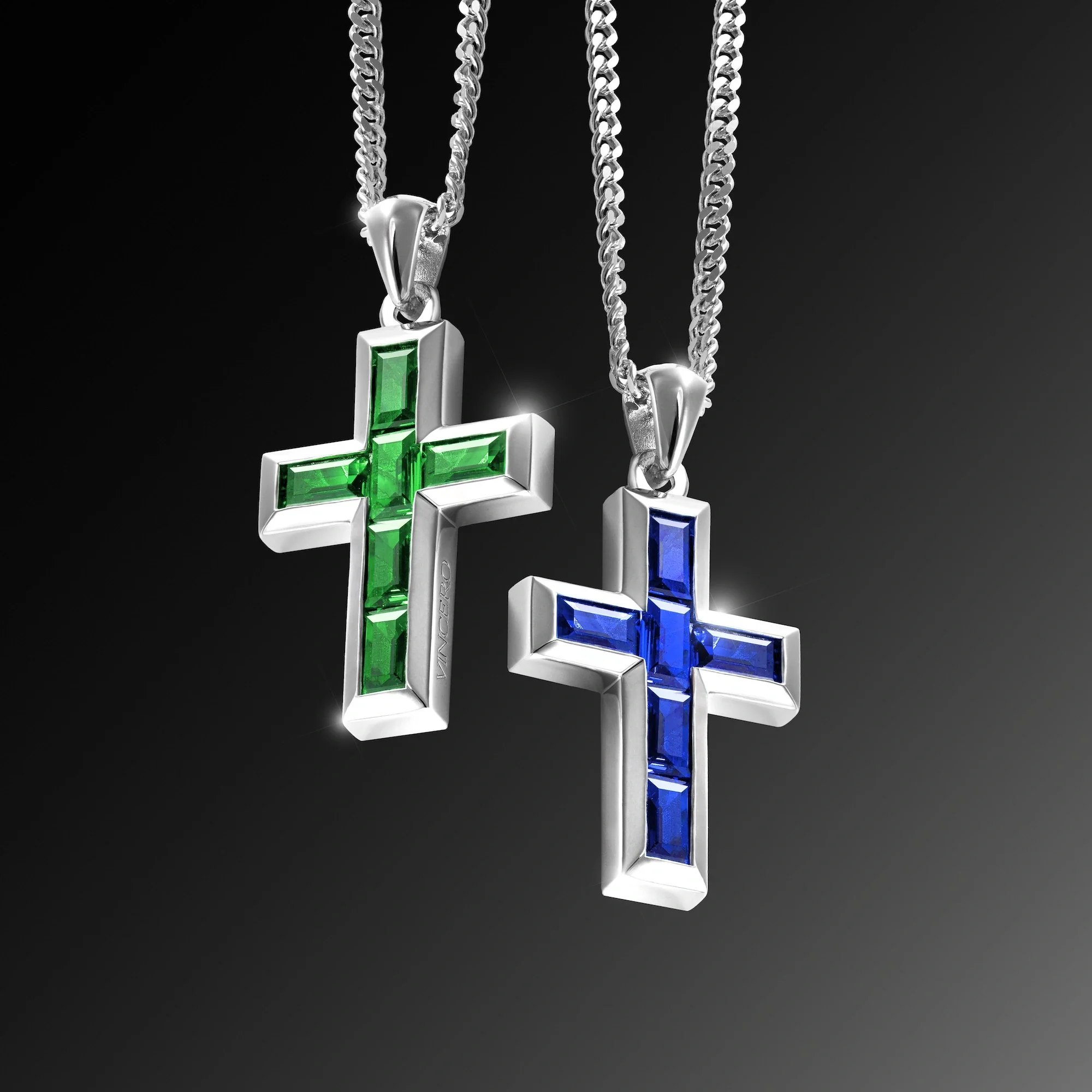 Gemstone Cross Pendant - Sapphire - Image 10