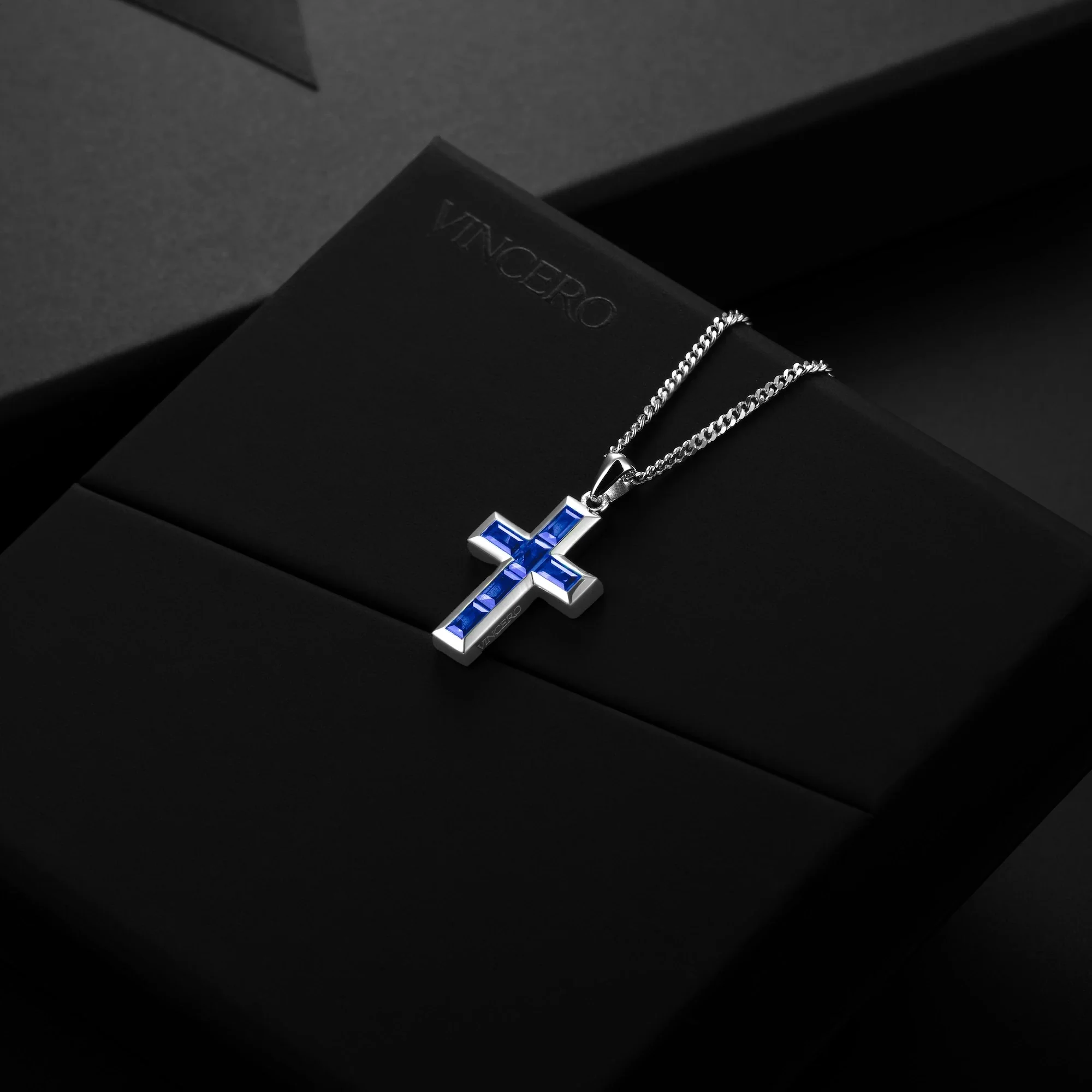 Gemstone Cross Pendant - Sapphire - Image 8