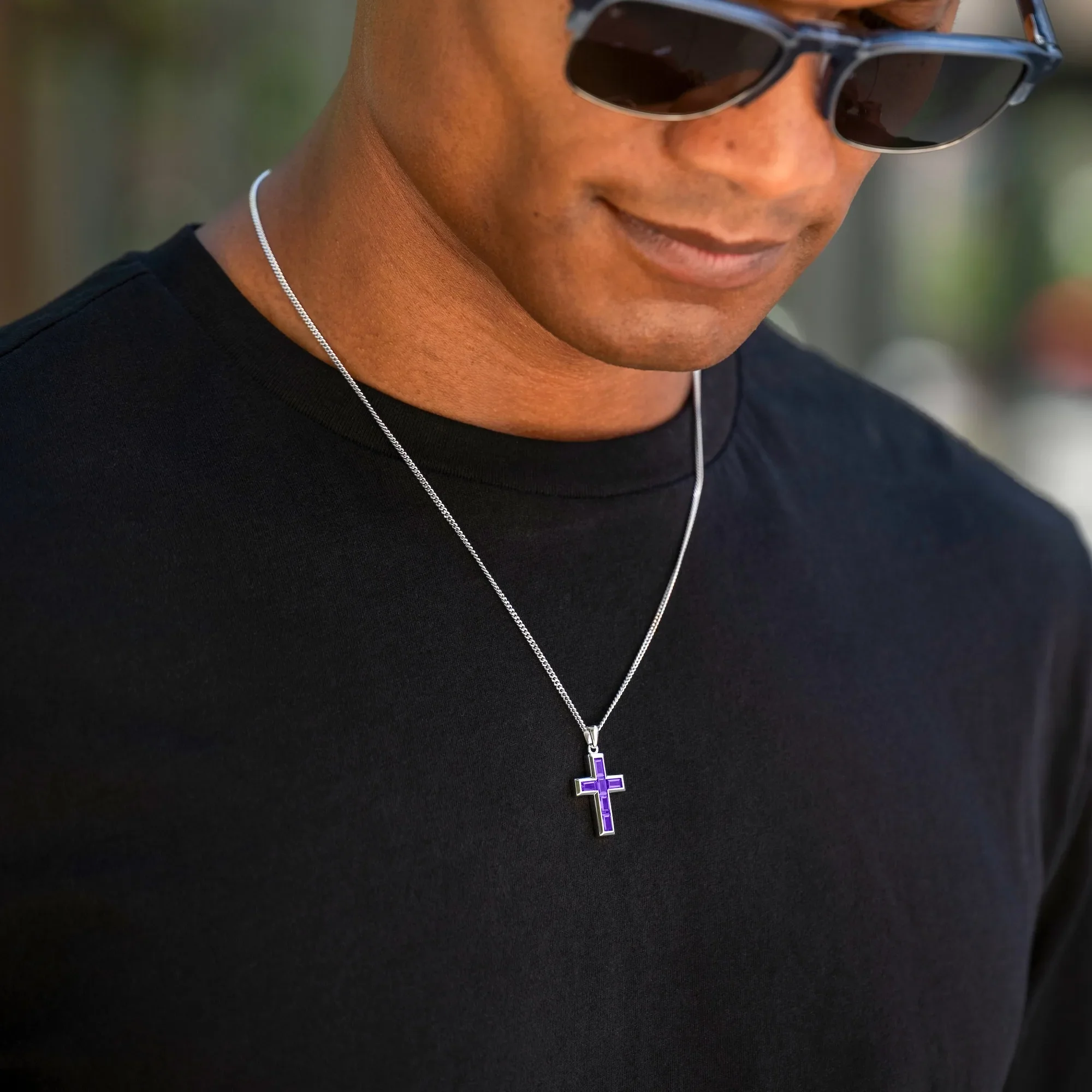 Gemstone Cross Pendant - Amethyst - Image 6