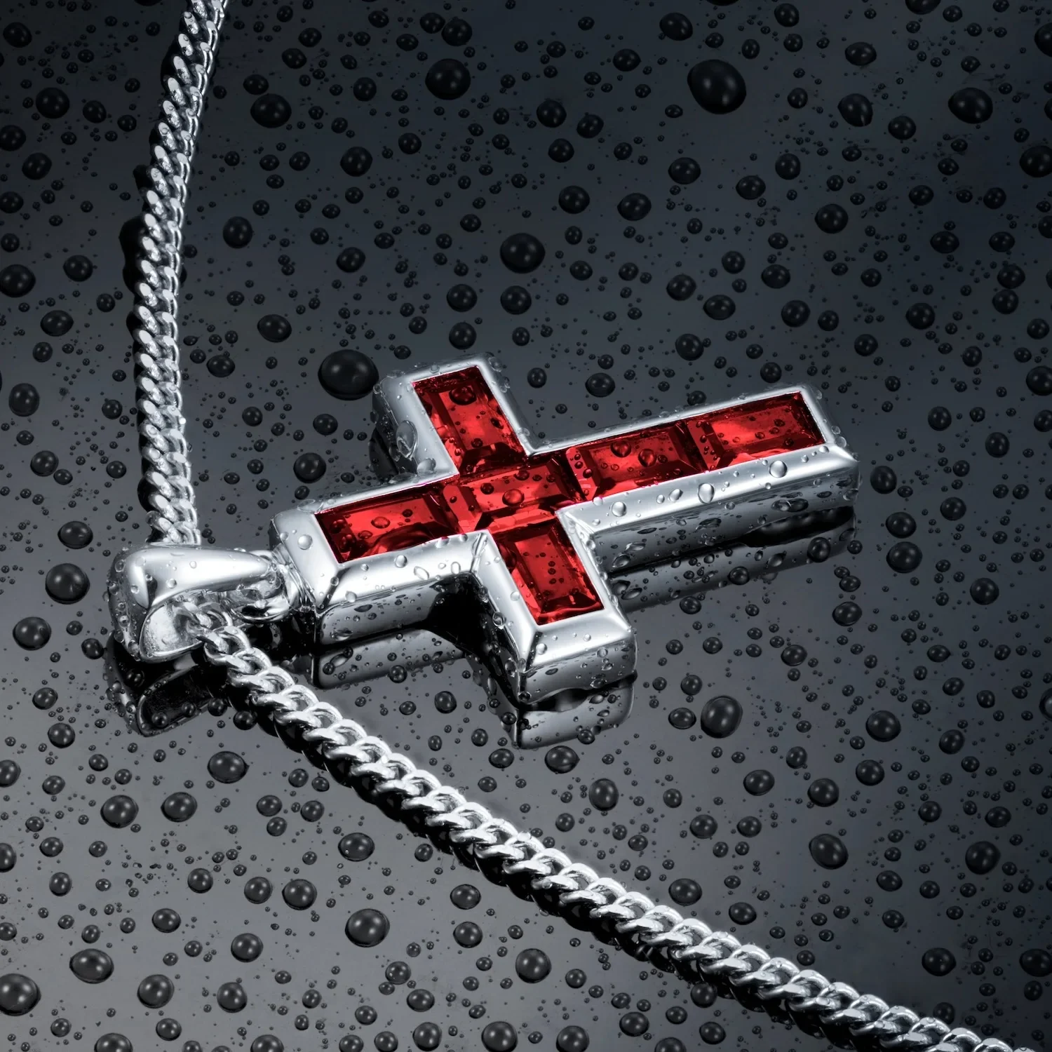 Gemstone Cross Pendant - Ruby - Image 5