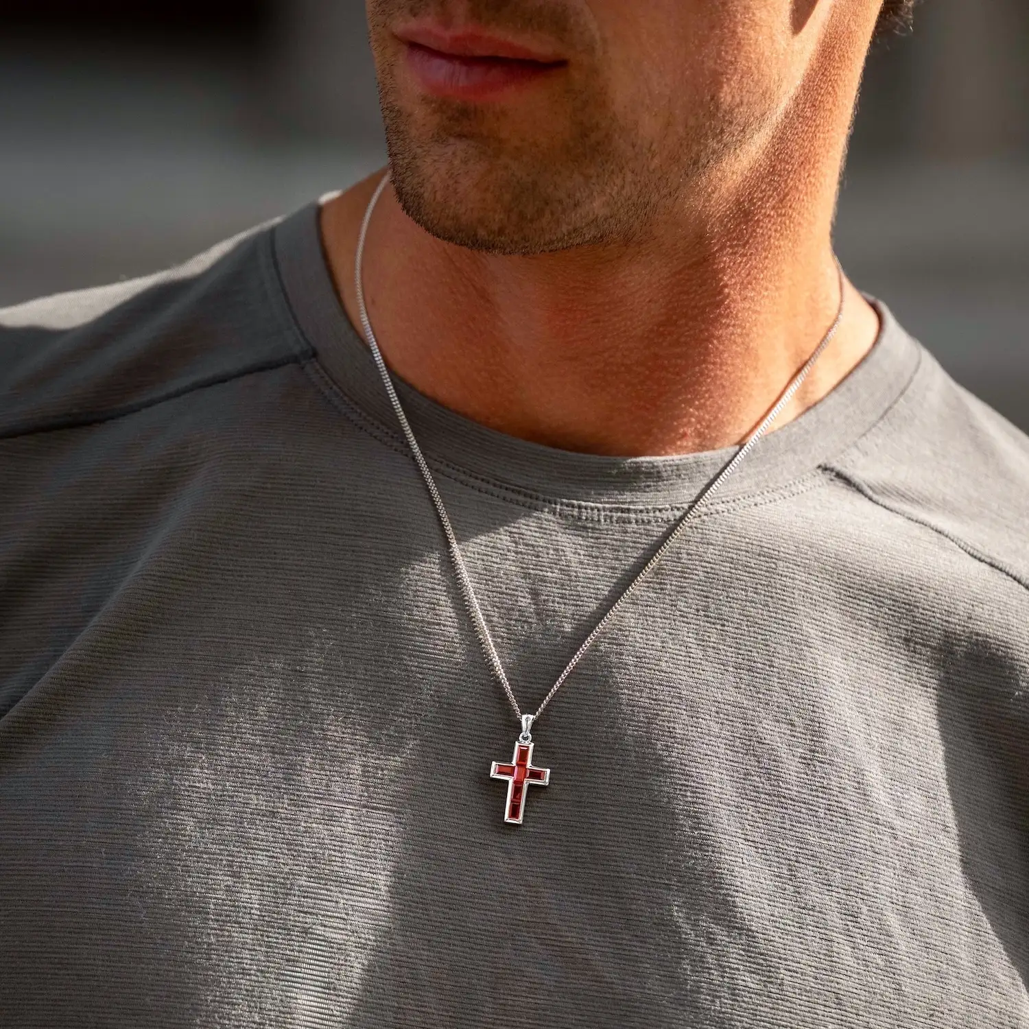 Gemstone Cross Pendant - Ruby - Image 7