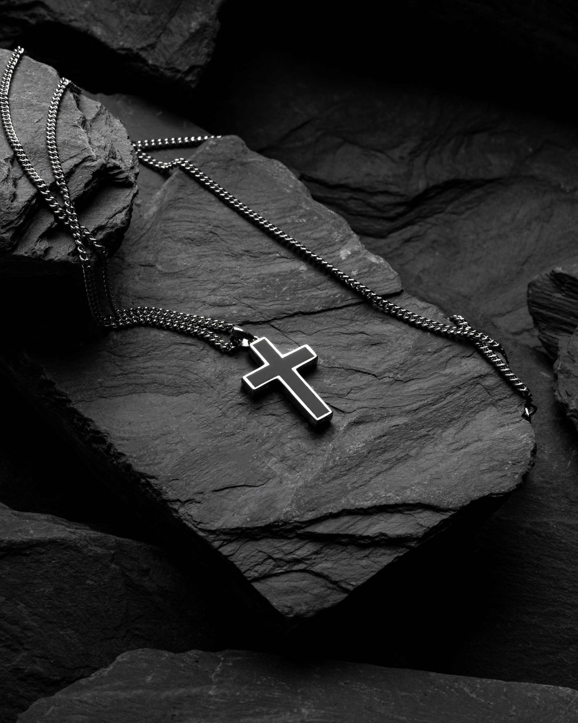 Stone Cross Pendant - Sterling Silver Set - Image 3