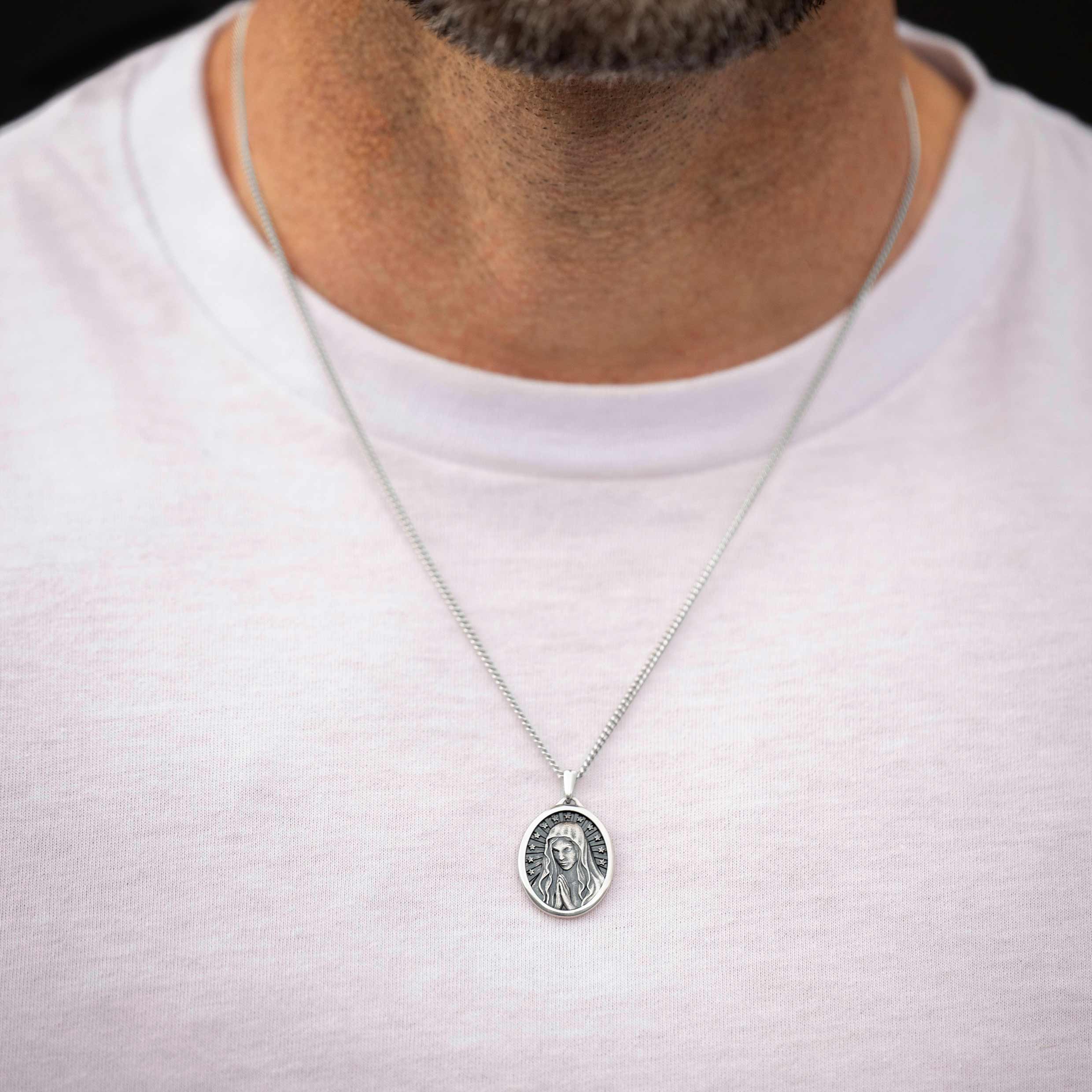 Virgin Mary Pendant - Sterling Silver - Image 4