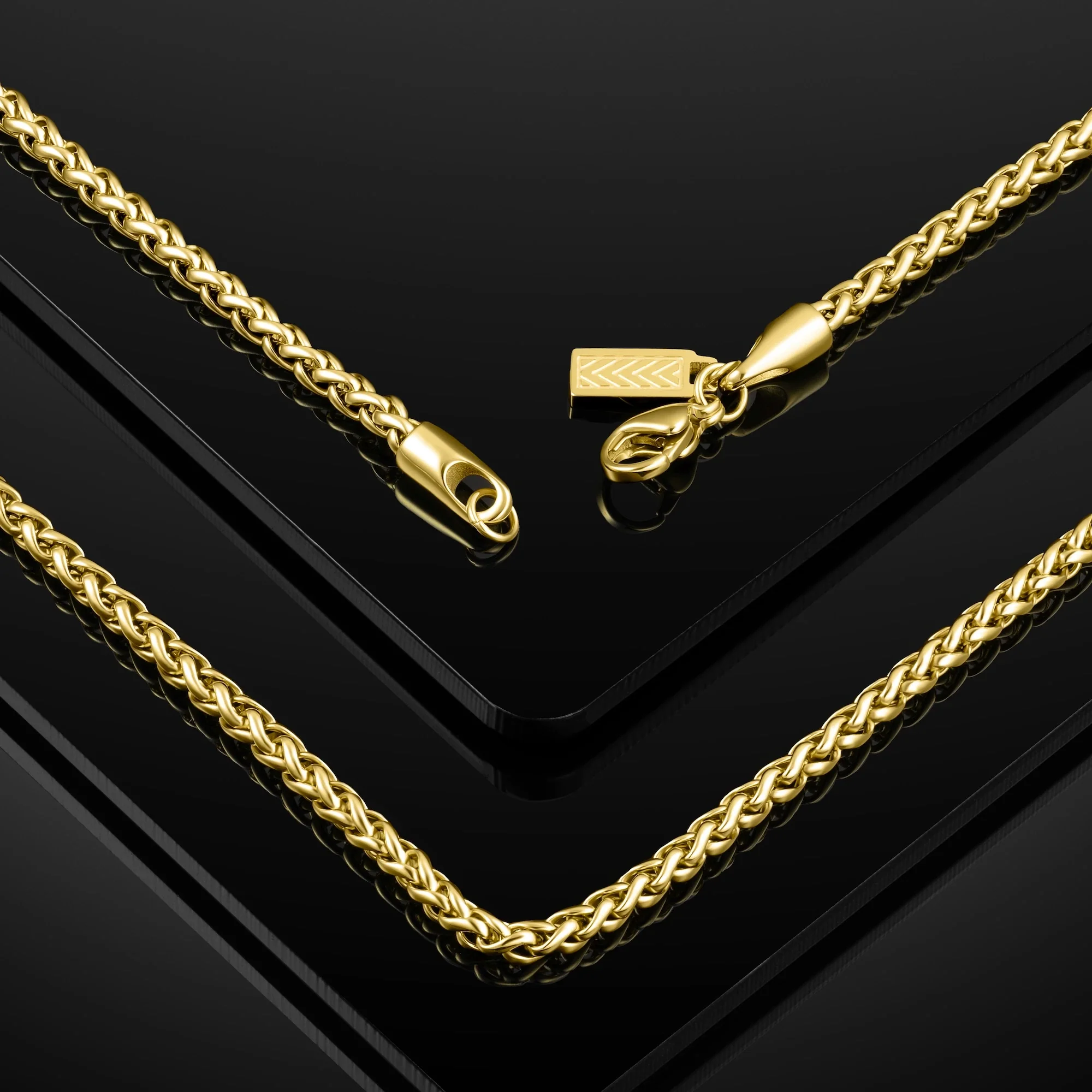 Wheat Chain Necklace, 3MM - 14K Gold - Image 10