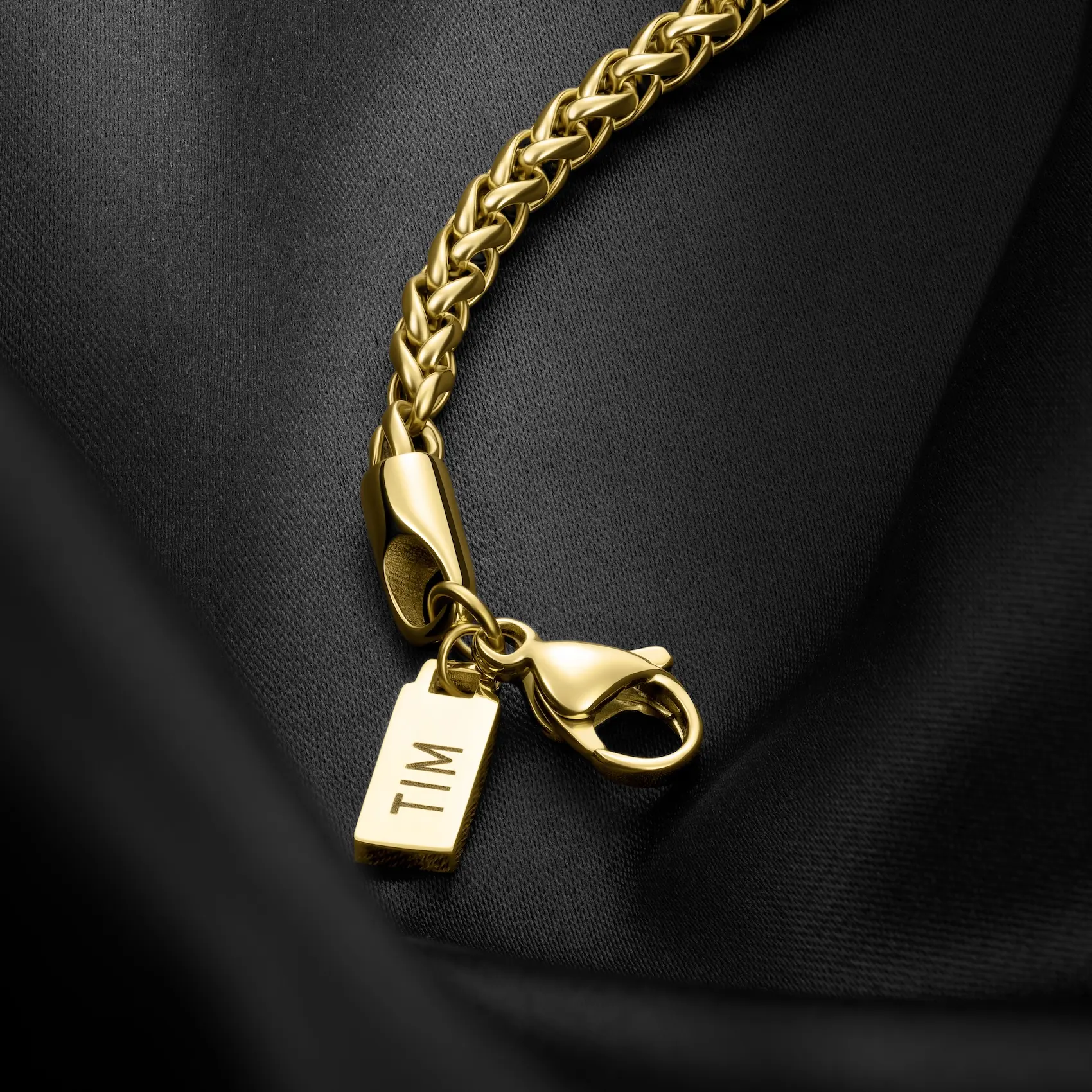 Wheat Chain Necklace, 3MM - 14K Gold - Image 4