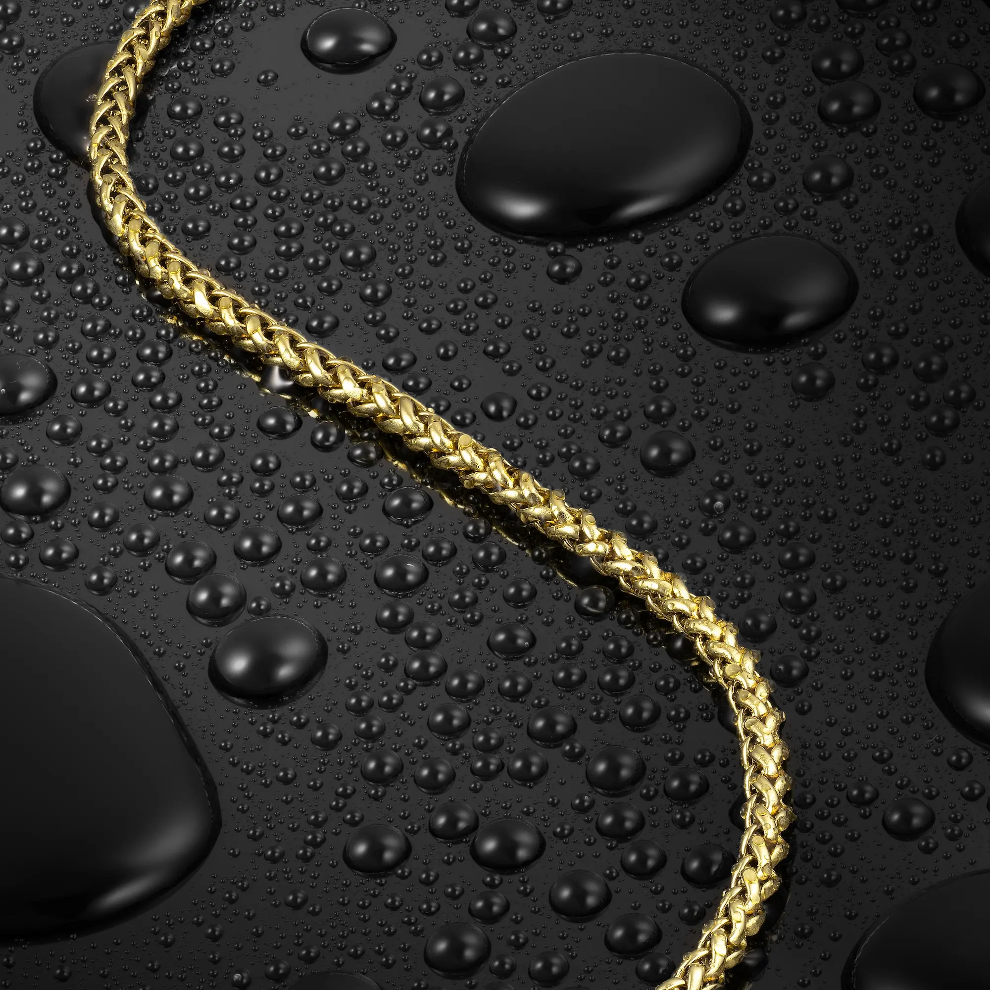 Wheat Chain Necklace, 3MM - 14K Gold - Image 2
