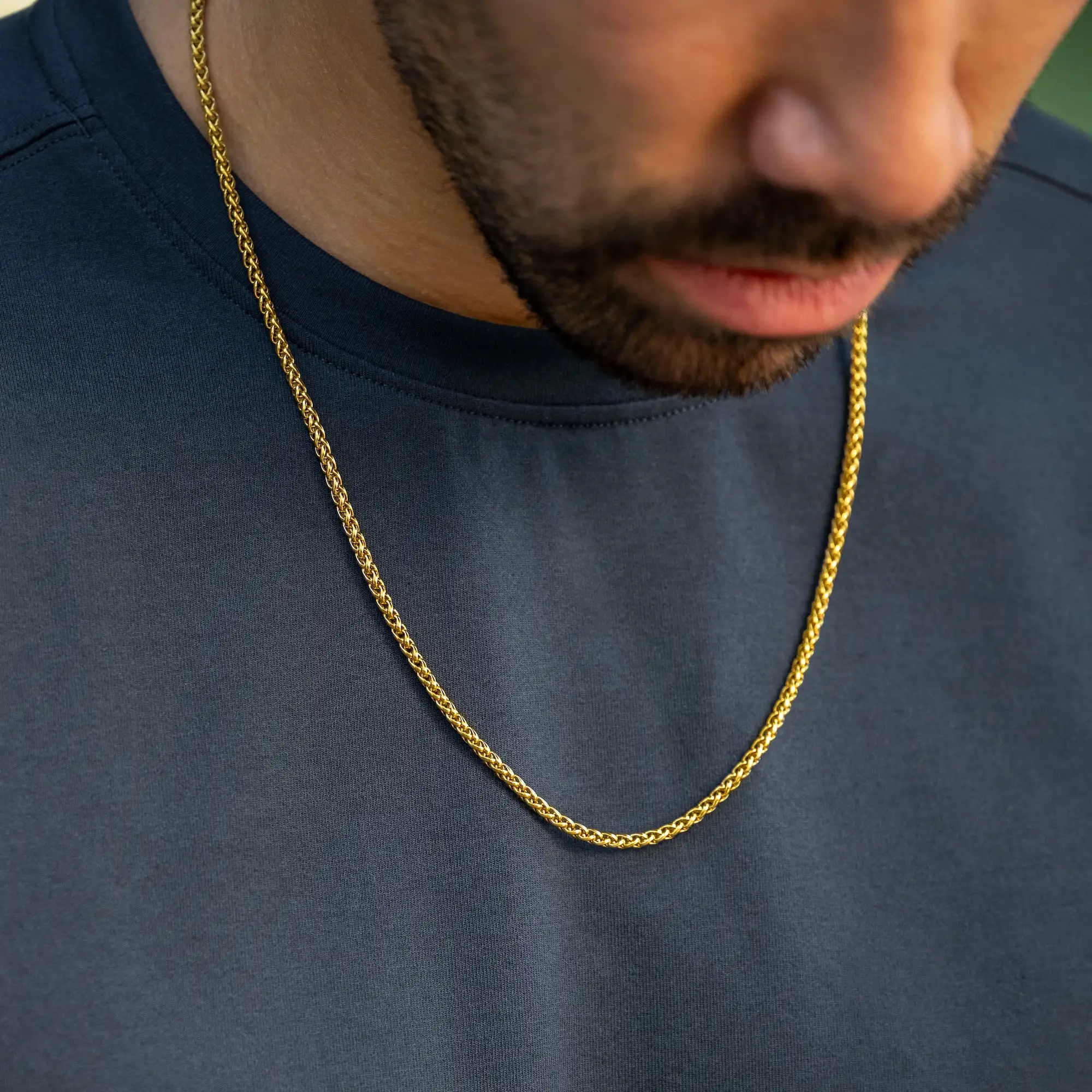 Wheat Chain Necklace, 3MM - 14K Gold - Image 6