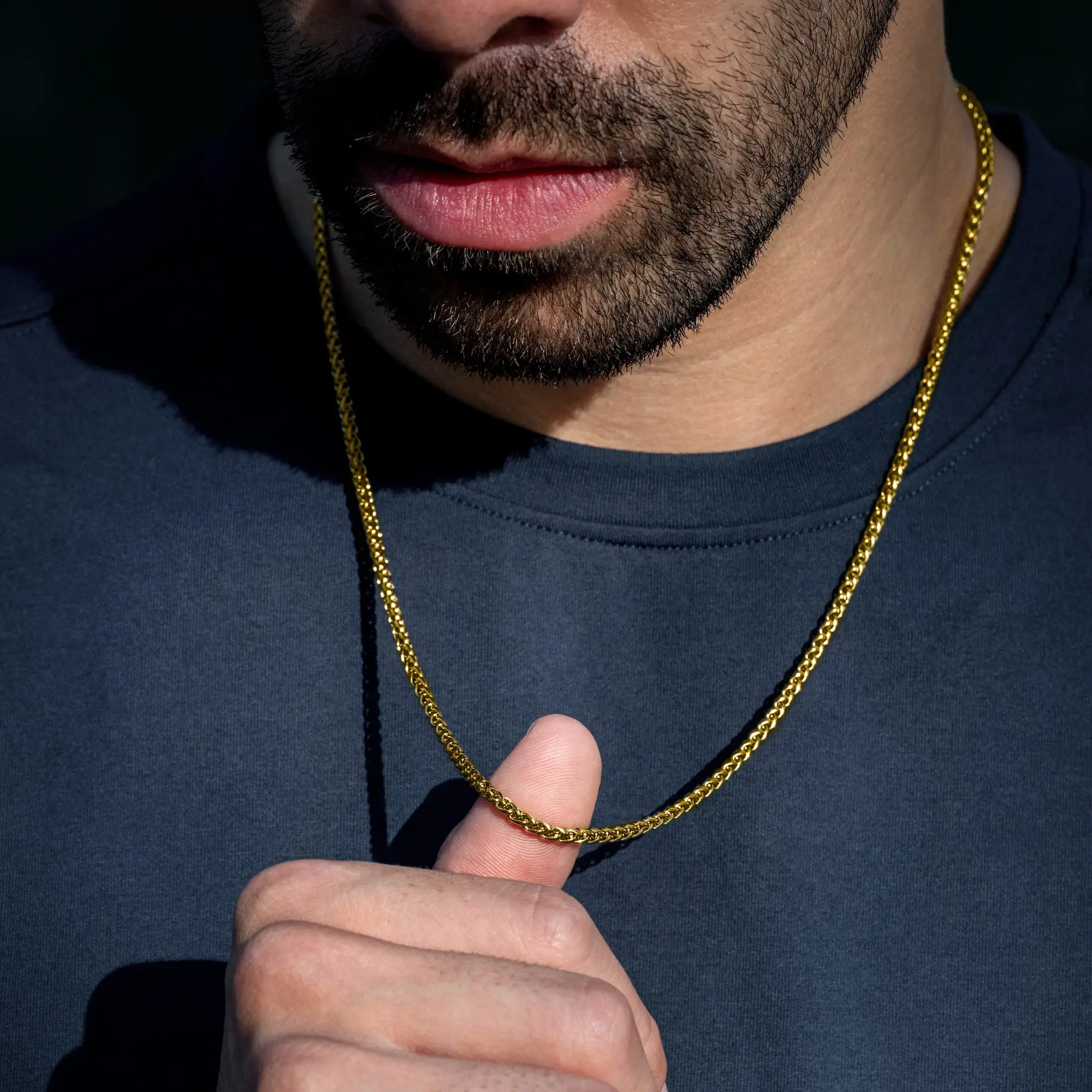 Wheat Chain Necklace, 3MM - 14K Gold - Image 7