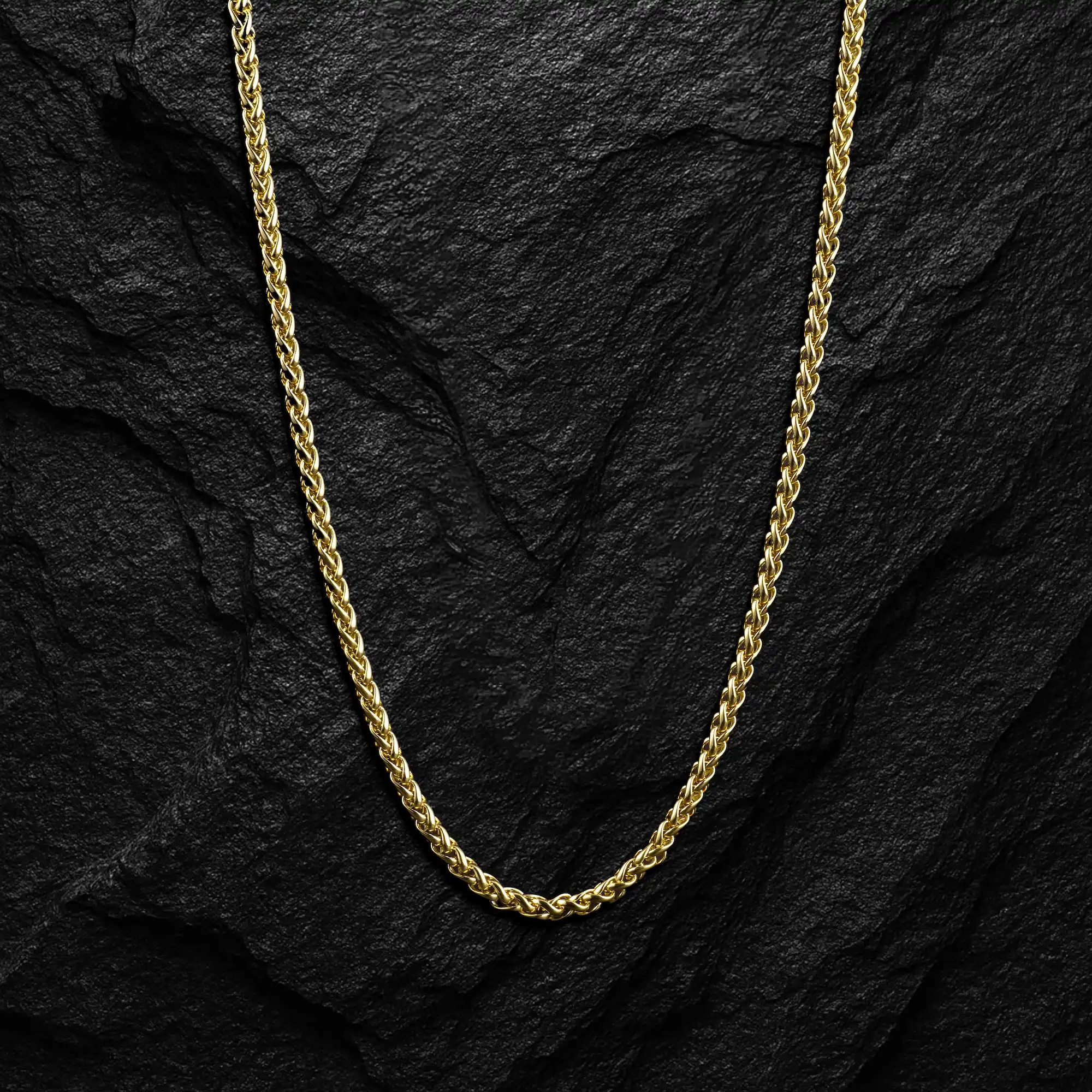 Wheat Chain Necklace, 3MM - 14K Gold - Image 9