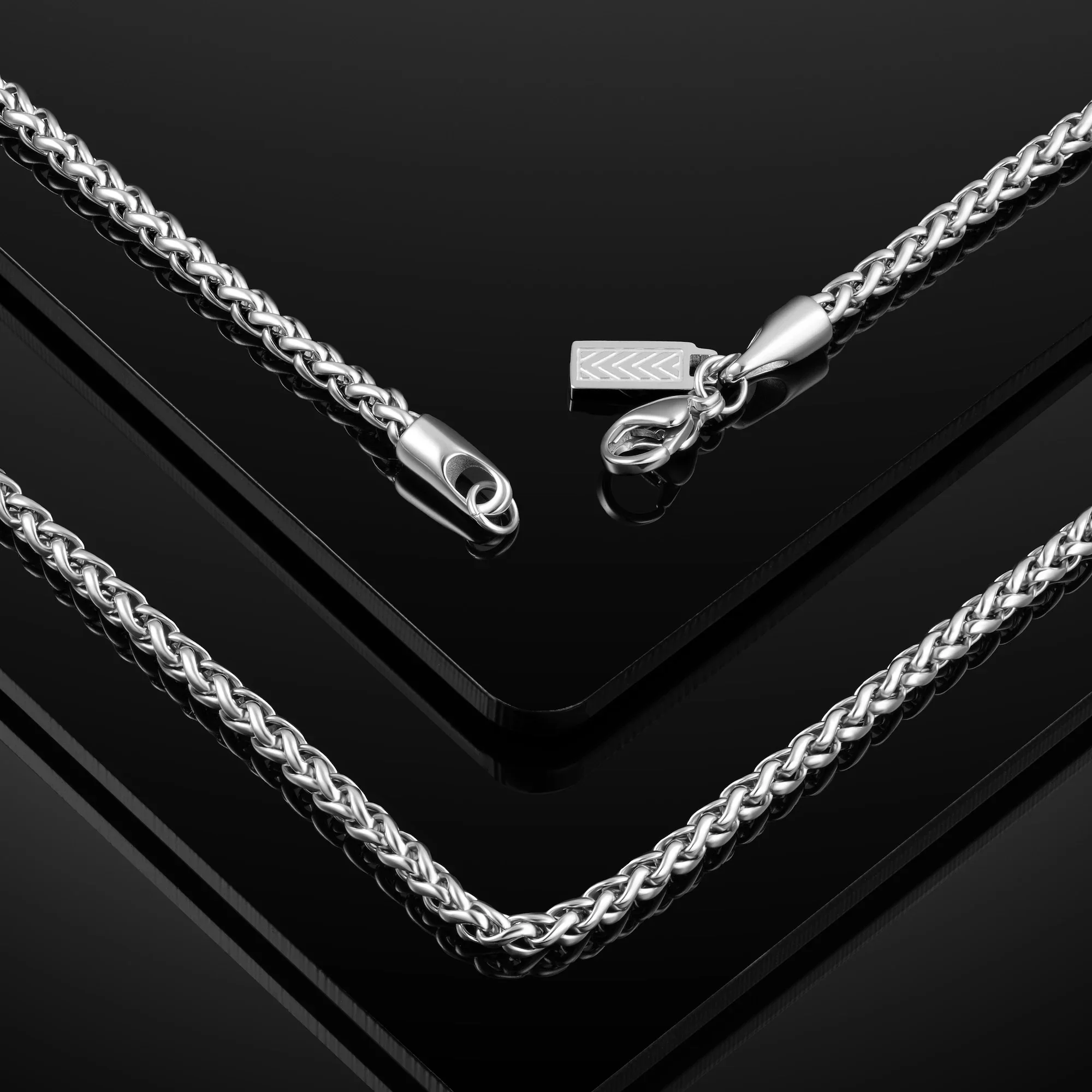Wheat Chain Necklace, 3MM - Silver - Image 10