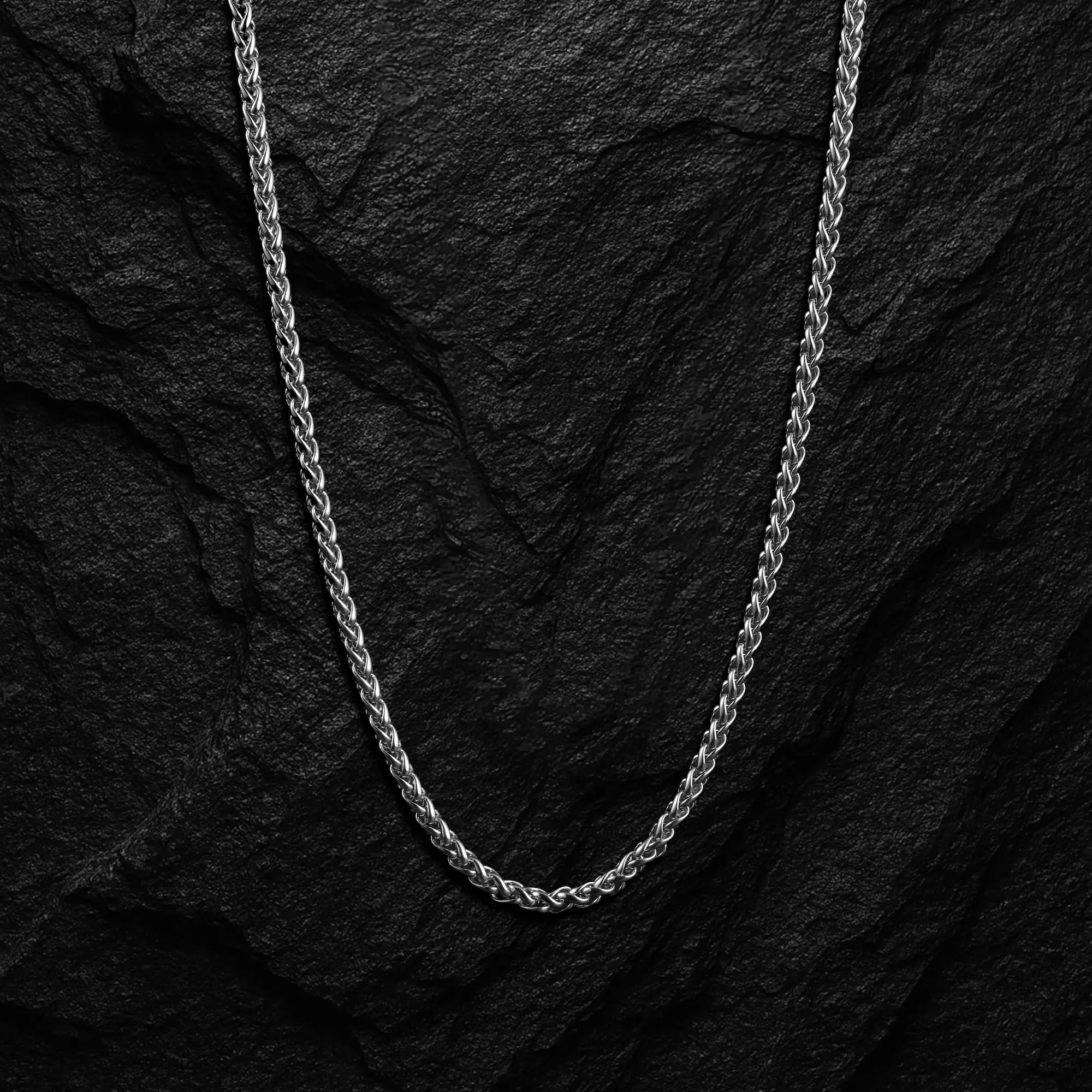 Wheat Chain Necklace, 3MM - Silver - Image 11