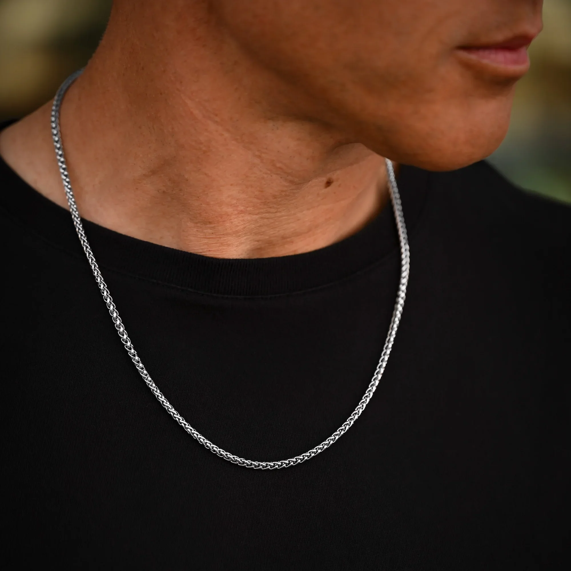 Wheat Chain Necklace, 3MM - Silver - Image 6