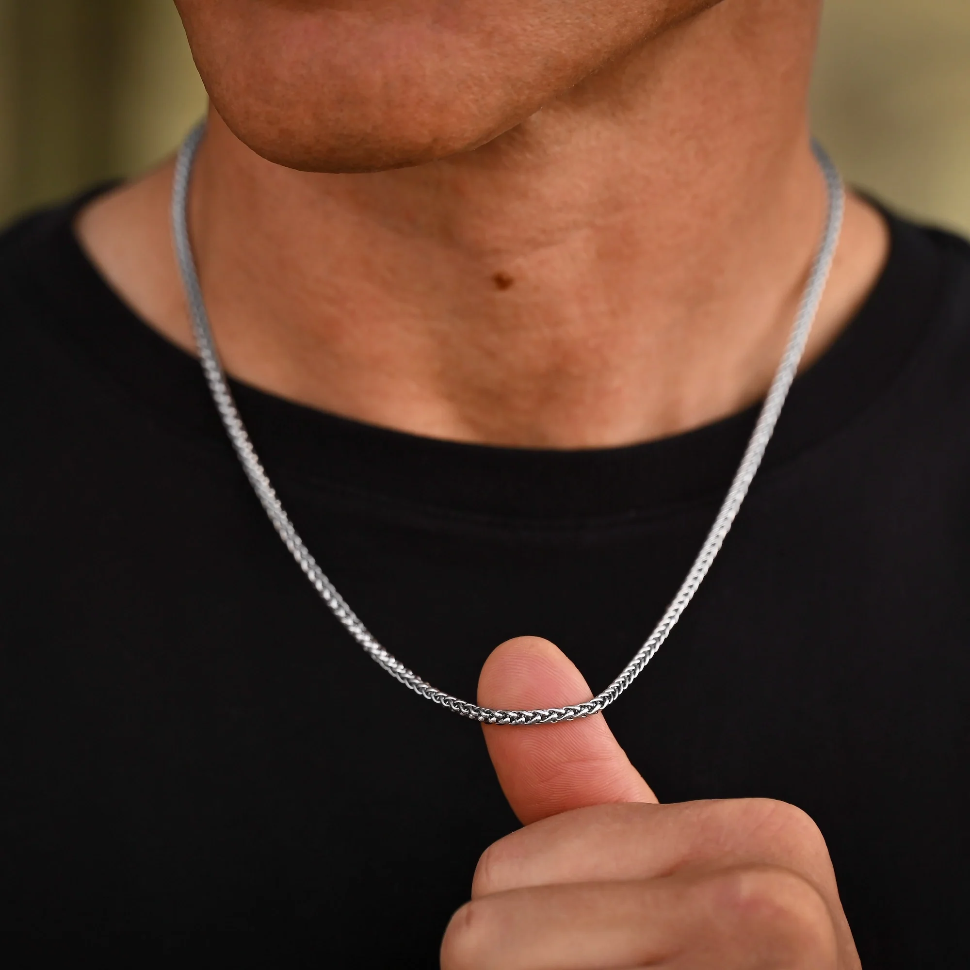 Wheat Chain Necklace, 3MM - Silver - Image 8